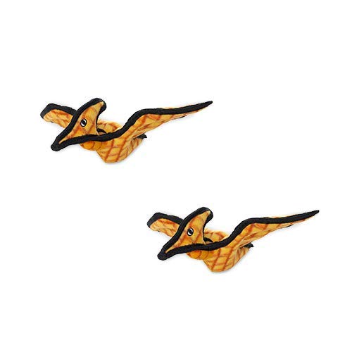 TUFFY Dinosaur Pterodactyl Dog Toy - Ultra Durable Chew Proof Squeaky Plush for Aggressive Chewers - 2 Pack Interactive Puppy Toys for Tug, Fetch & Water Play - Machine Washable Floating Dog Toys for Pool, Beach & Outdoor Fun