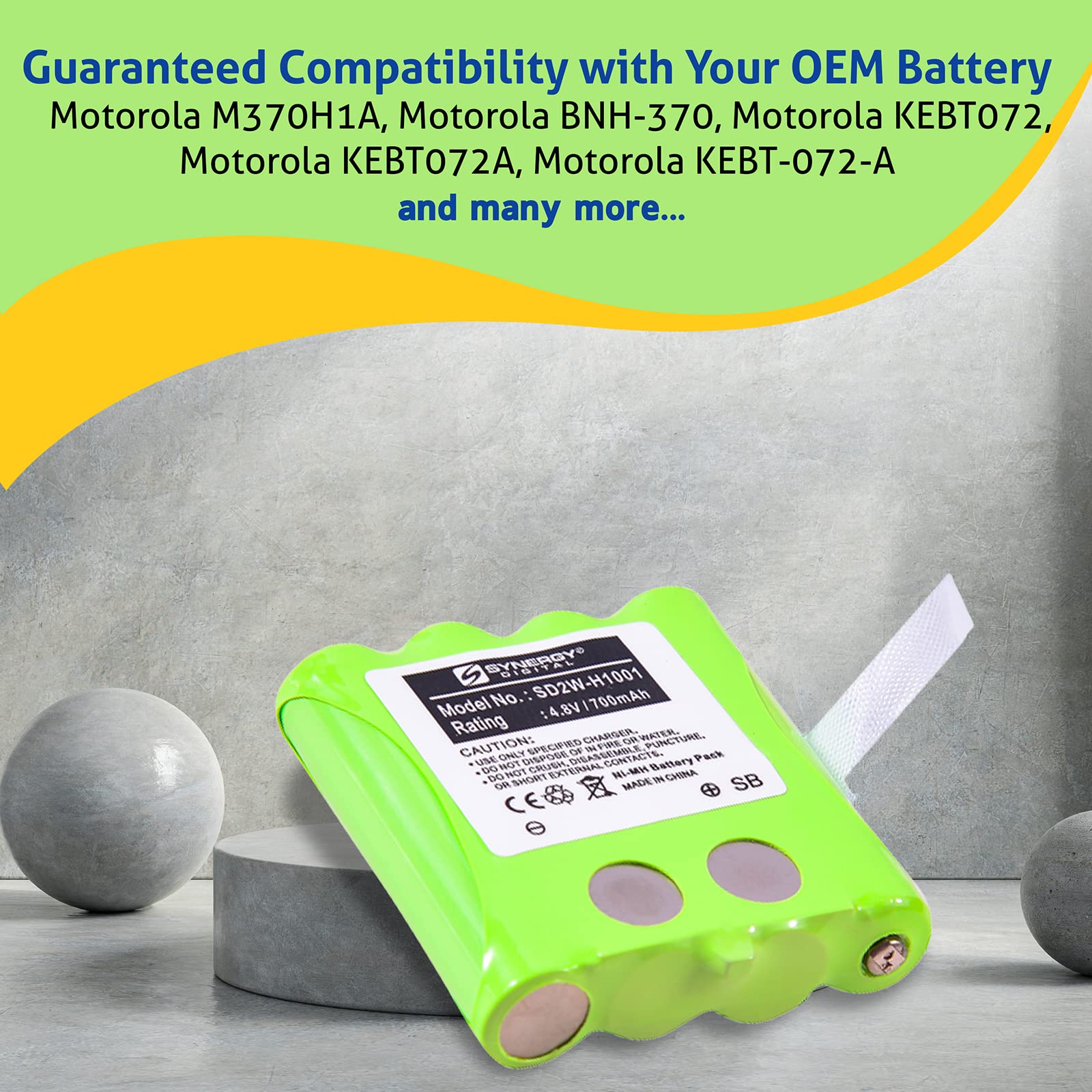 Synergy Digital 2-Way Radio Battery for Motorola TalkAbout SX700R - 4.8V 700mAh NiMH Replacement Battery (Compatible with Motorola M370H1A) - Perfect for Outdoor Adventures, Camping, Hiking & Emergency Communication