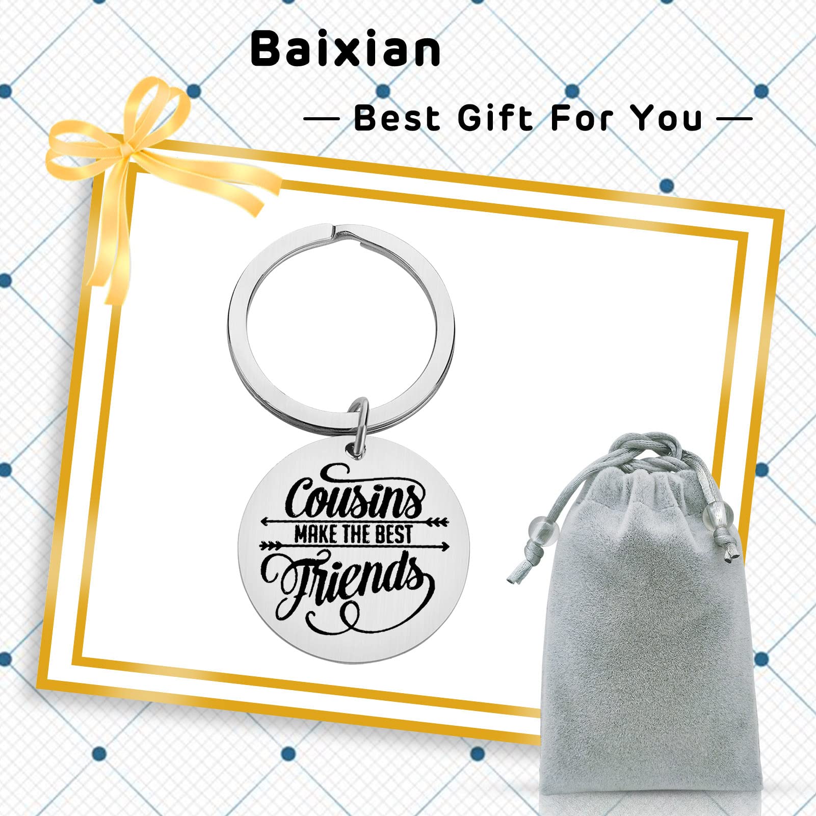 Personalized Cousin Keychain Gift for Women & Men - Best Birthday, Christmas, Thanksgiving & Graduation Present for Favorite Cousin - Family Keepsake for Boys & Girls - Perfect for Everyday Use & Special Occasions