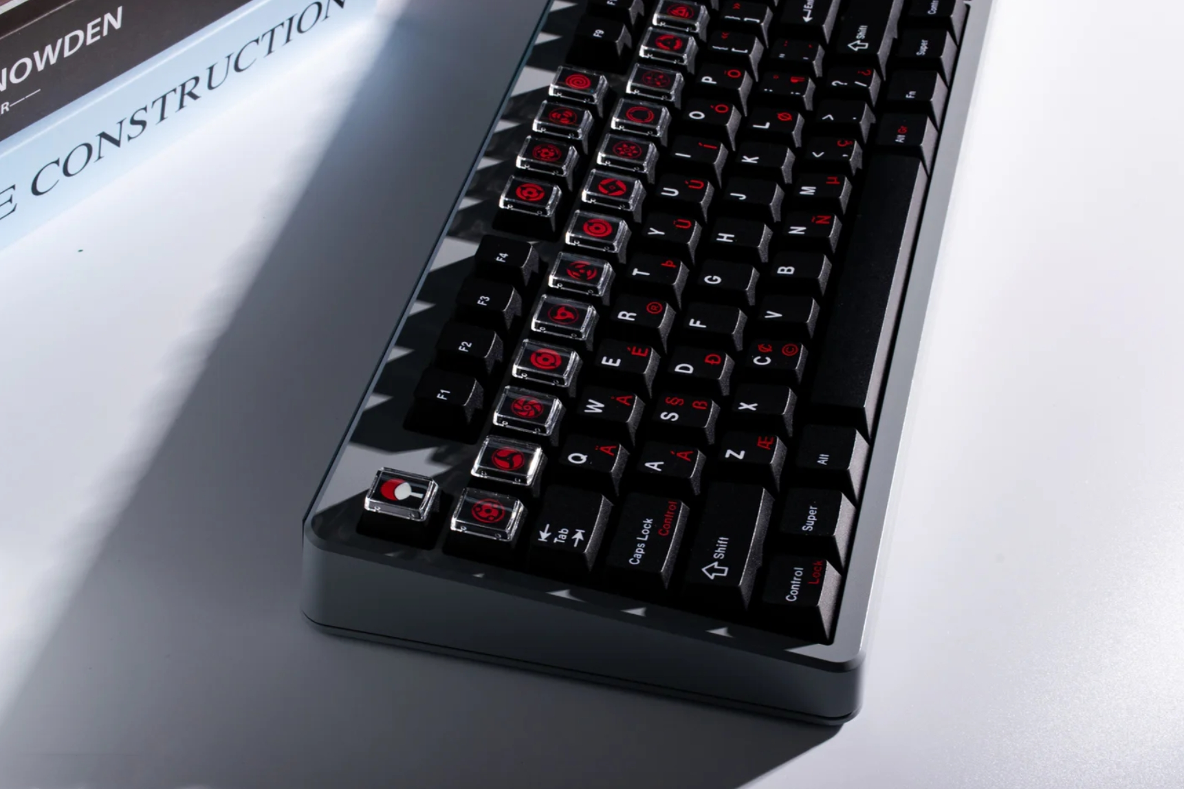 Naruto Sharingan 18-Piece Custom Keycap Set - Heat Sublimated Transparent Keycaps for Mechanical Keyboards | Perfect for Gaming, Typing & Anime Fans