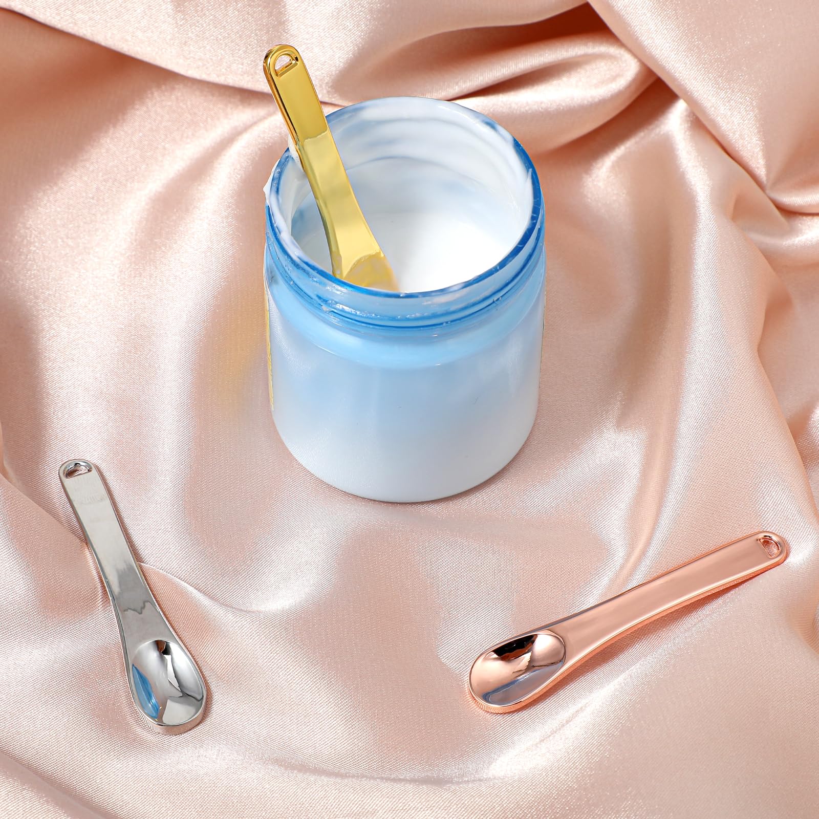 Prasacco 3-Piece Metal Skincare Spatula Set - Mini Cosmetic Scoop & Facial Applicator Tool for Face Masks, Eye Creams, Lotions & Moisturizers | Perfect for At-Home Spa, Travel & Professional Makeup Application