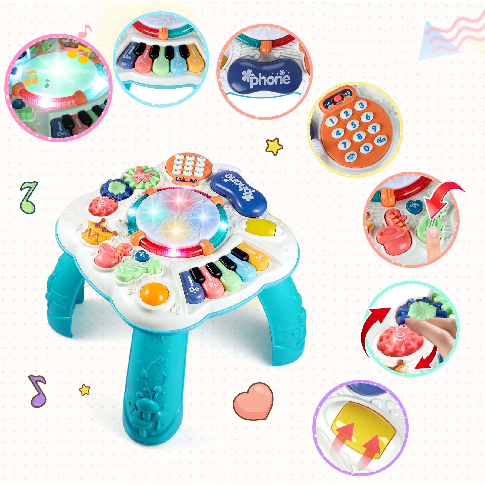 Best Baby Activity Center & Musical Learning Toy for 6-18 Month Olds - Interactive Toddler Toys for 1-3 Year Old Boys & Girls - Perfect Gift for Birthdays & Early Childhood Development - Ideal for Playtime, Learning & Sensory Stimulation