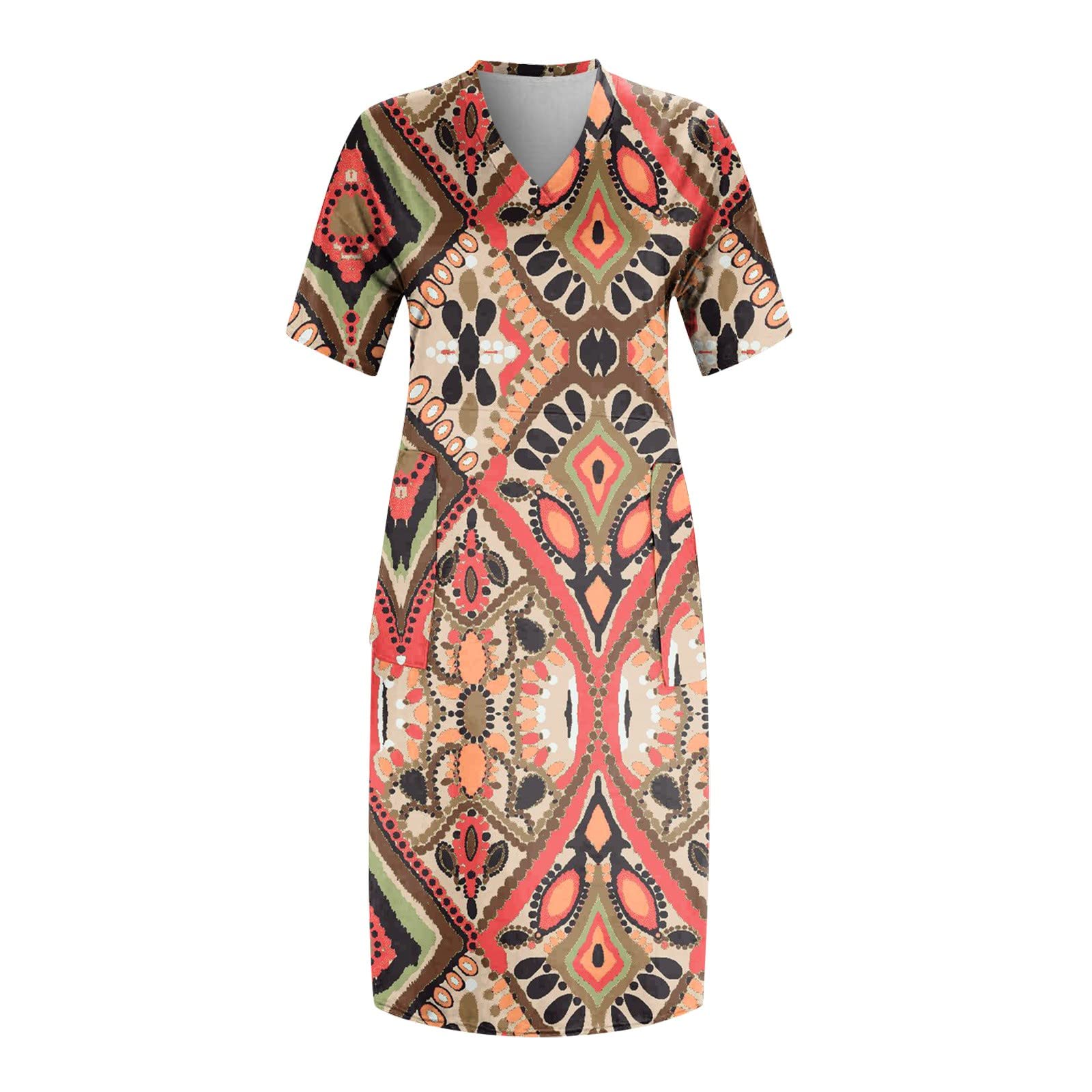 DOPOCQ Women's Summer Dresses 2024 - Floral Boho Sundress with V-Neck & Smocked Waist | Casual Beach Wedding Guest Dress for Vacation & Outdoor Parties