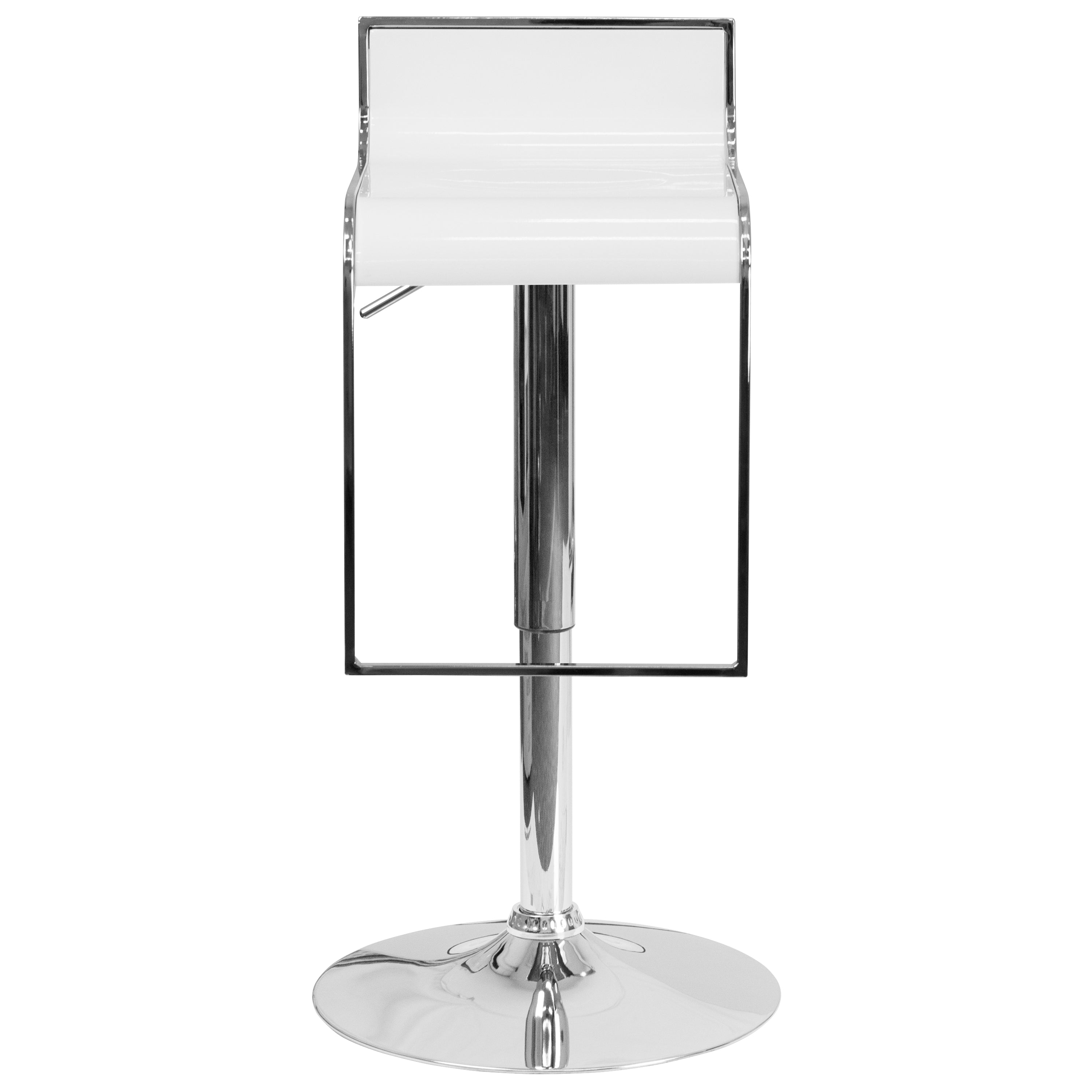 FLASH Contemporary White Plastic Adjustable Height Bar Stool with Chrome Drop Frame - Perfect for Kitchen Island, Breakfast Nook & Home Bar Decor