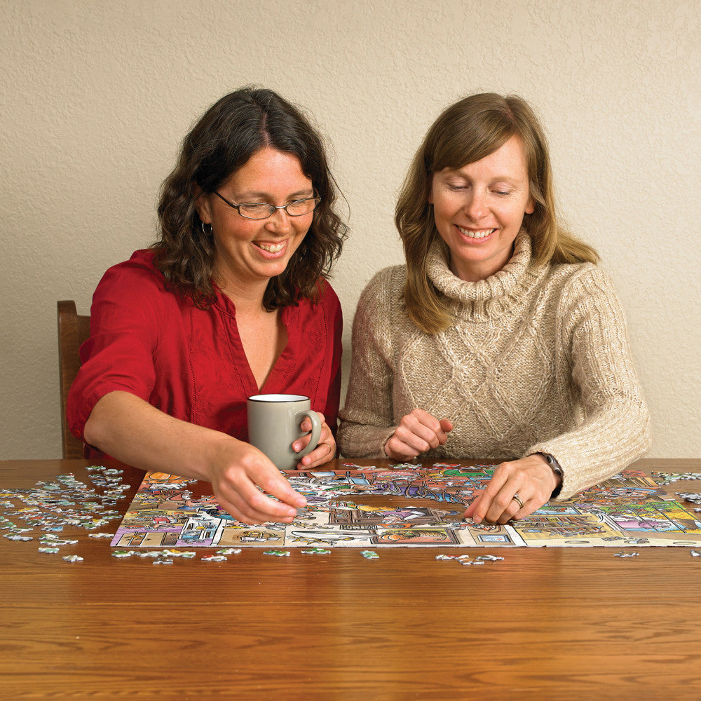 Cobble Hill DoodleTown: Thanksgiving Togetherness 1000 Piece Jigsaw Puzzle - Family Fun & Holiday Decor for Thanksgiving Gatherings