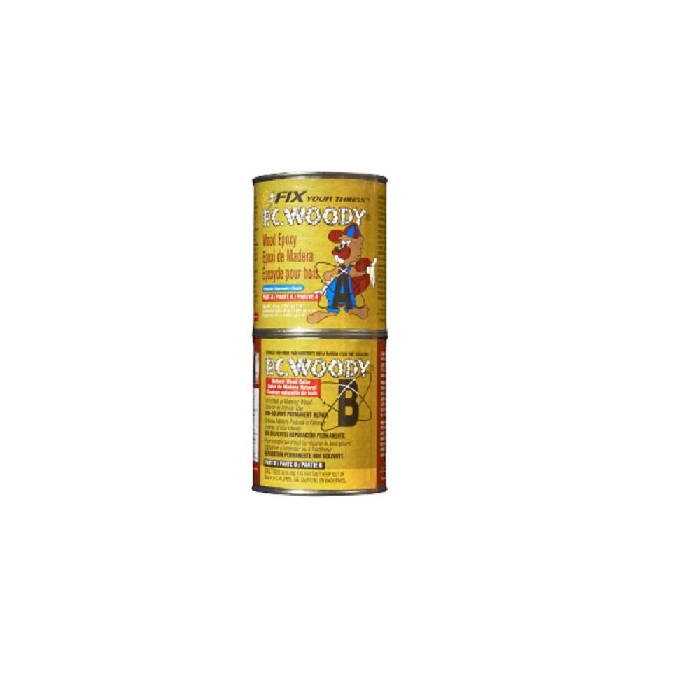 PC Products PC-Woody Wood Repair Epoxy Paste - 48 oz Two-Part Tan Epoxy for Furniture, Floor & Deck Repair - Durable Wood Filler for DIY Home Improvement Projects