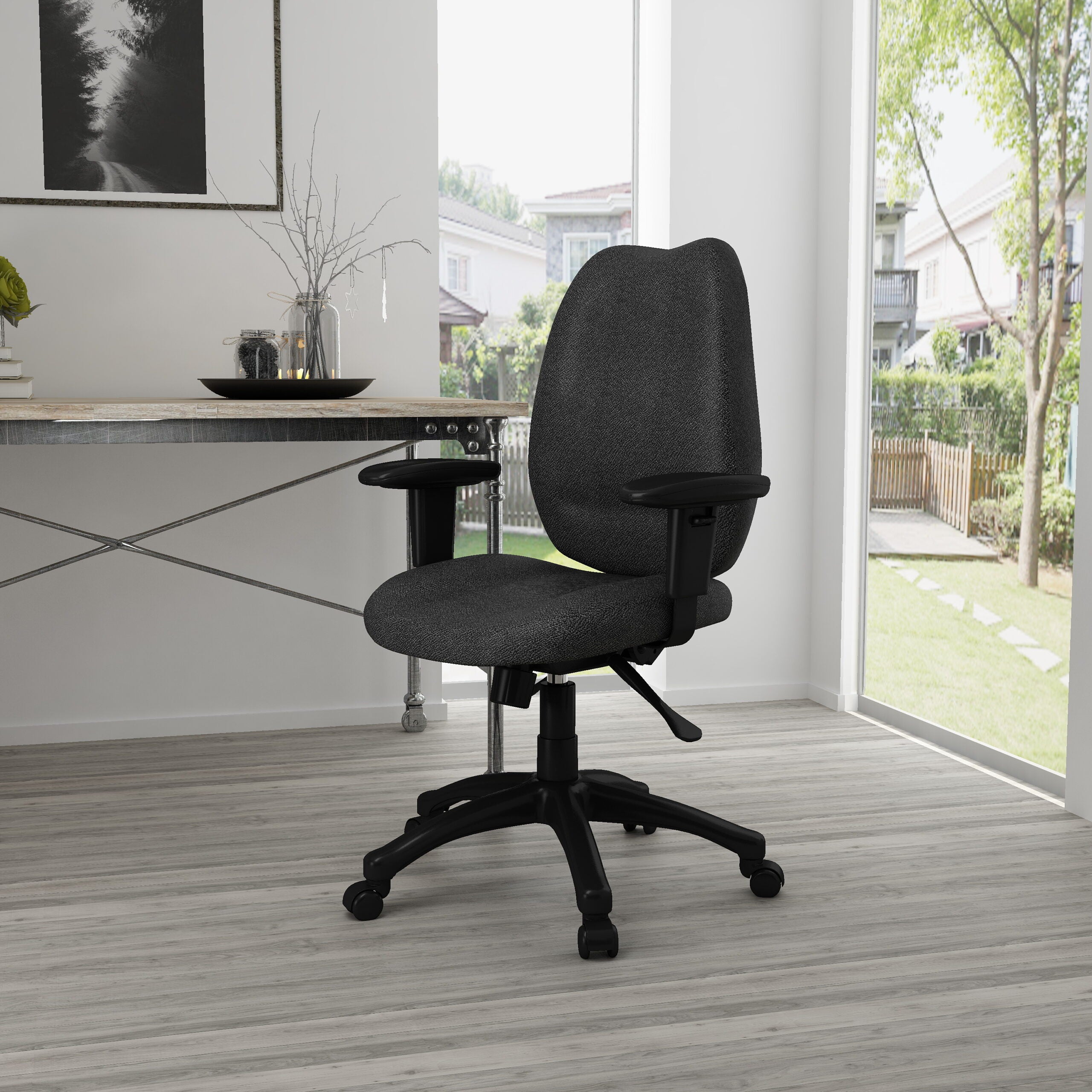 B1002 Ergonomic Black Office Chair with Adjustable Arms & Seat Slider - Premium Computer Desk Chair for Home & Office Workspaces