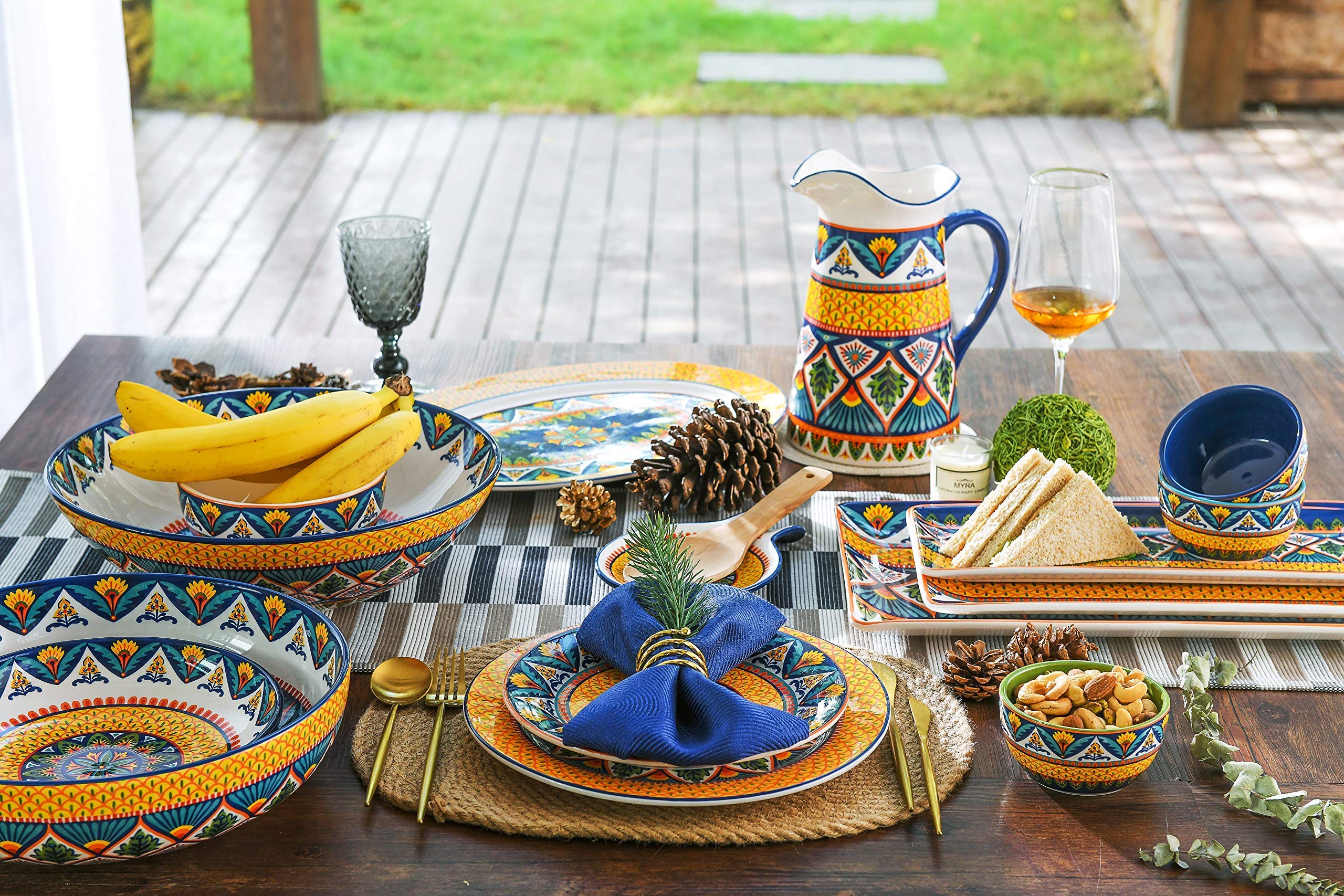 Bico Havana 12-Piece Ceramic Dinnerware Set - Service for 4, Includes 11