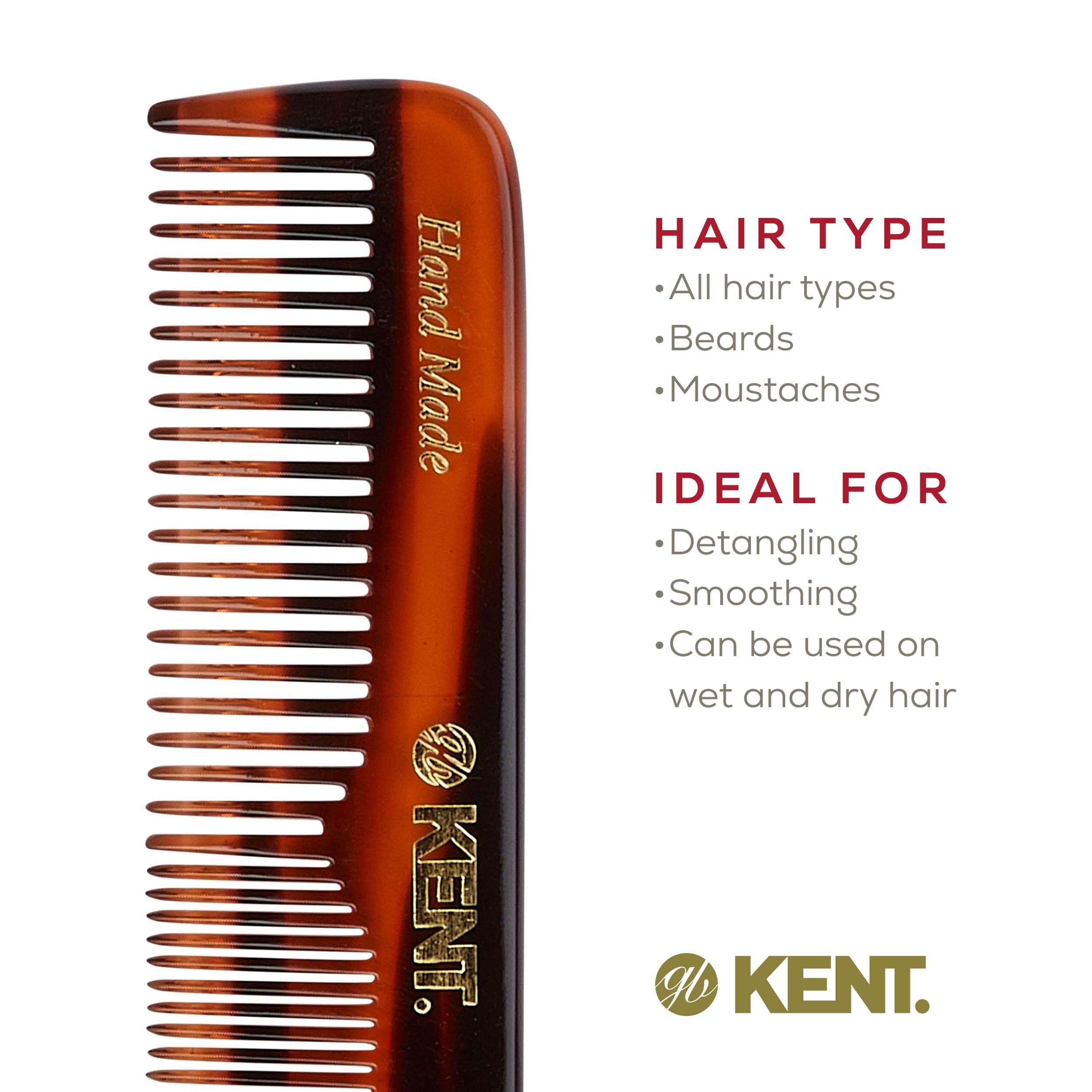 Kent NU19 Premium Hair & Beard Care Gift Set - Handmade in England | Includes OT Fine Tooth & Wide Tooth Combs for Men, Women & Kids | Travel-Friendly Leather Pouch & Stainless Steel Nail File | Perfect for Grooming, Travel & Daily Use
