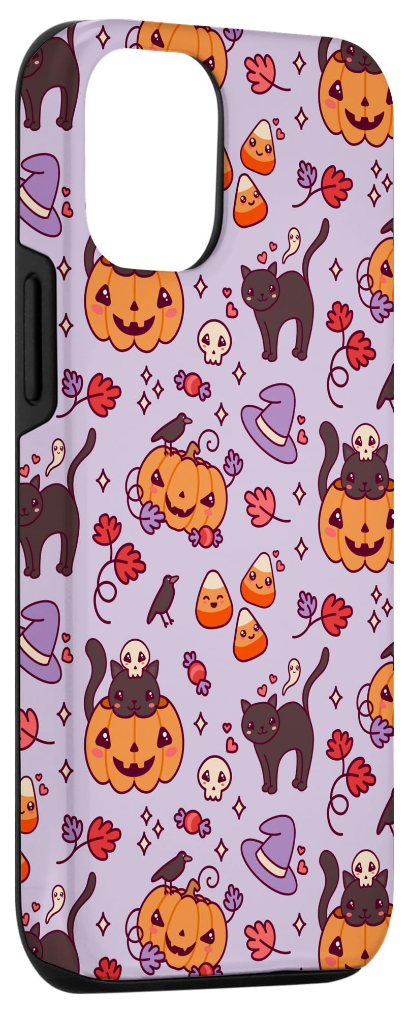 Cute Halloween Black Cat Jack-O-Lantern Pumpkin Case for iPhone 12/12 Pro - Fall Themed Protective Phone Cover for Autumn Parties, Trick or Treating & Seasonal Decorations