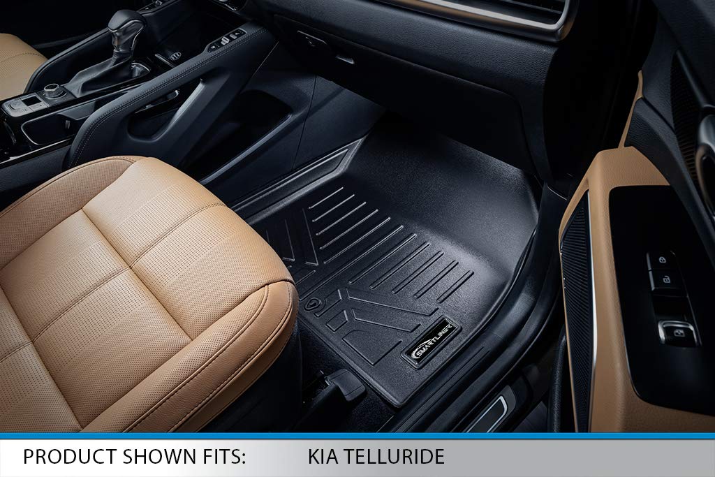 SMARTLINER All-Weather Custom Fit Black 2-Row & Cargo Floor Mats for 2020-2023 Kia Telluride - Perfect Fit for 2nd Row Bench/Bucket Seats with Center Console | Durable Protection for Mud, Snow & Spills