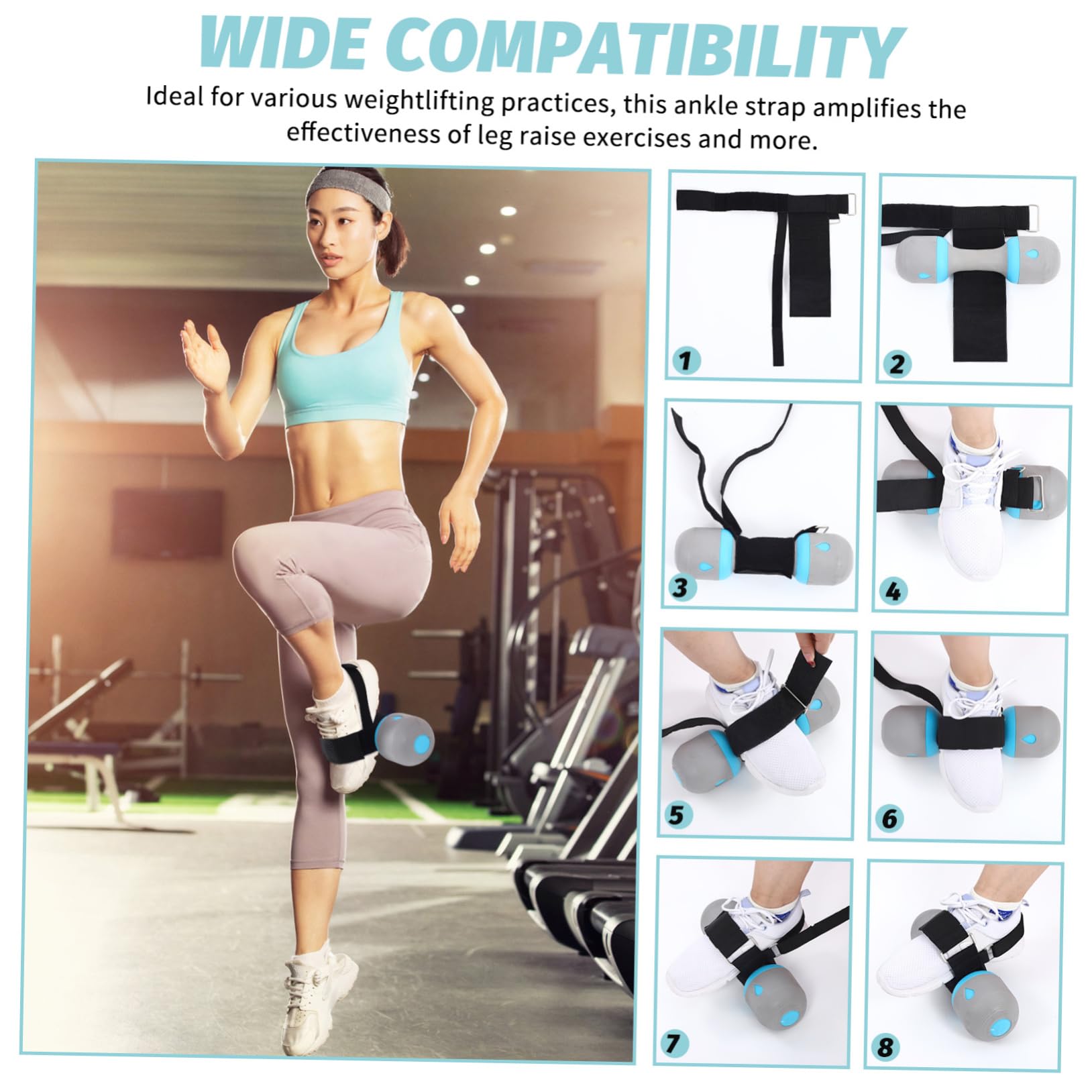 BESPORTBLE Ankle Straps for Leg Workouts - Heavy Duty Dumbbell Attachment for Leg Curl Exercises - Fitness Equipment for Home Gym & Strength Training
