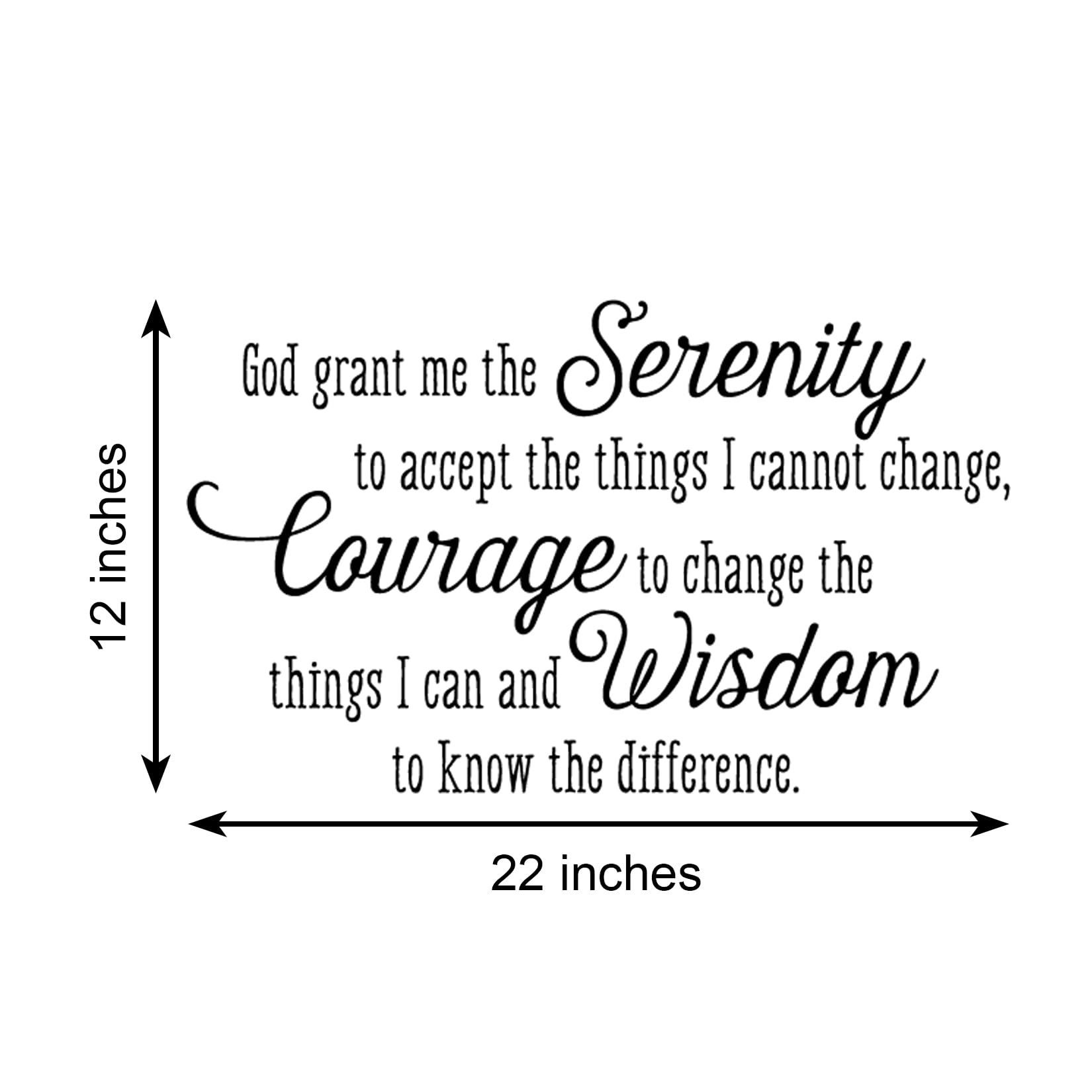 God Grant Me Serenity Vinyl Wall Decal - Bible Scripture Inspirational Quote Prayer Wall Art - Religious Home Decor for Bedroom, Living Room & Office