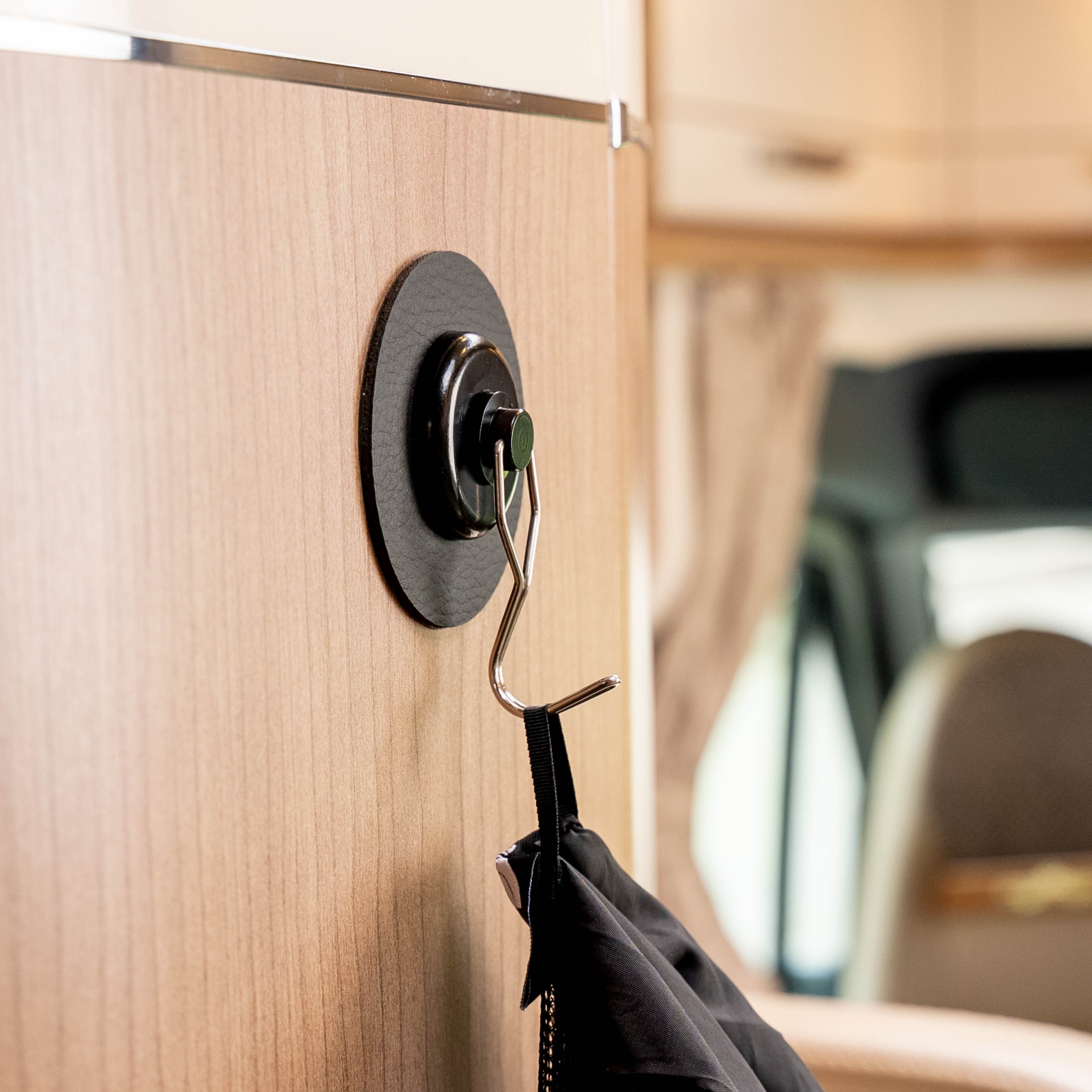 THE ONE Magnetic Hook with Pad - Black - Strong Wall Mount for Kitchen, Bathroom & Garage Organization