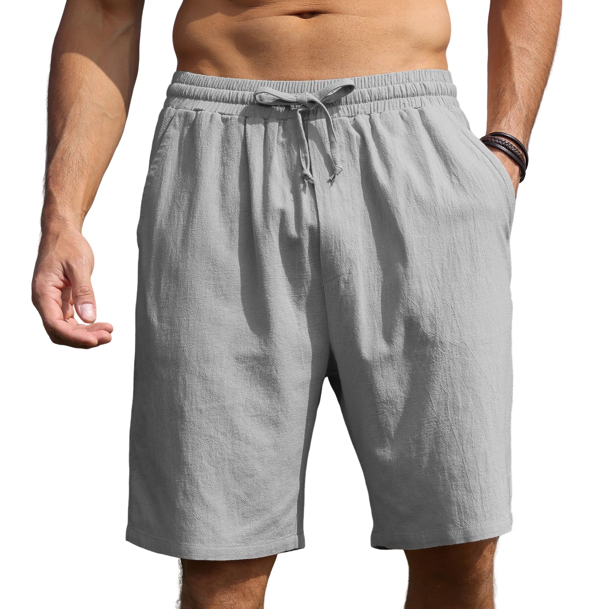 **Men's Cotton Linen Shorts - Summer Casual Joggers with Elastic Waist & Pockets (Sizes M-3XL) | Perfect for Outdoor Activities, Beach, and Lounge Wear**