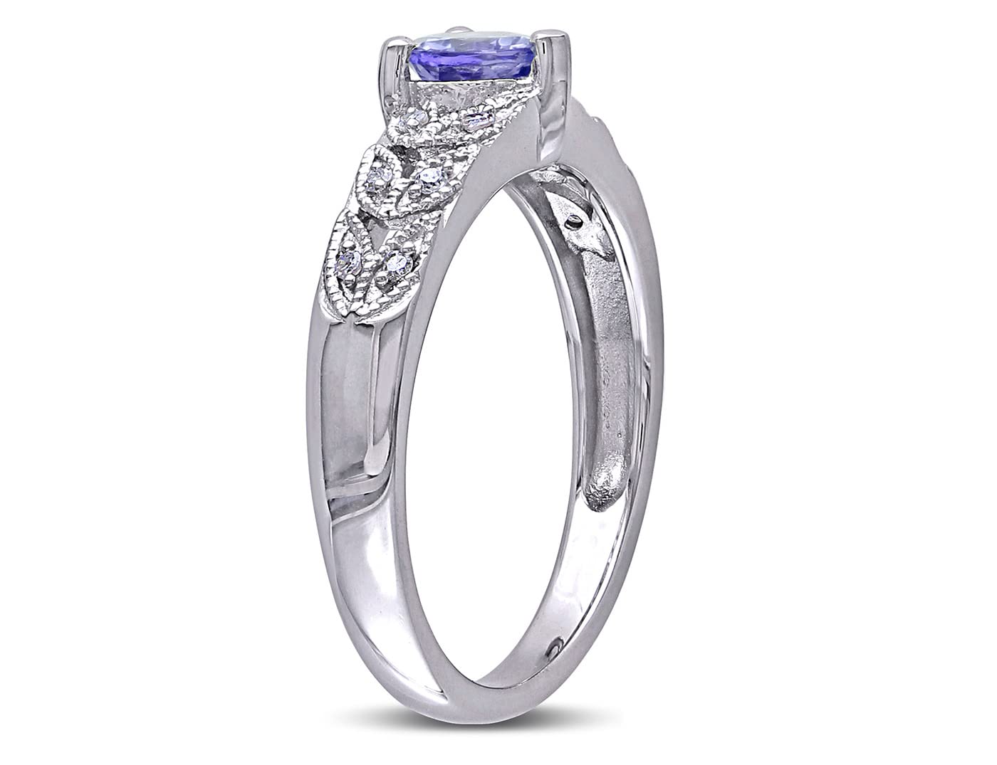 2/5 Carat (CTW) Tanzanite Heart Ring in Sterling Silver with Diamond Accent - Elegant Gift for Valentine's Day, Anniversary & Special Occasions