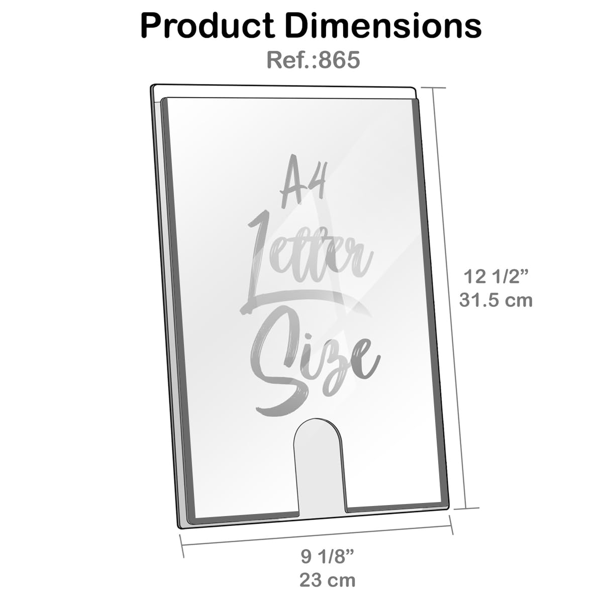 Acrimet Wall Mount Sign Holder - Letter Size A4 Clear Crystal Plastic with Self-Adhesive Backing - Ideal for Office, Restaurant, School & Home Use - Perfect for Menus, Notices, Posters & Announcements (2 Pack)