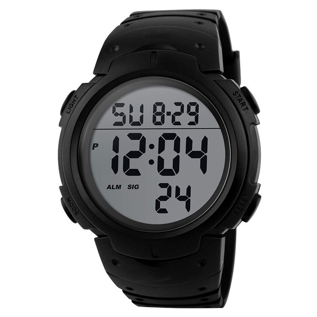 Waterproof Digital Sports Watch for Men - LCD Stopwatch, Rubber Strap, Fashion Wristwatch (Black, One Size) - Ideal for Running, Swimming & Outdoor Activities