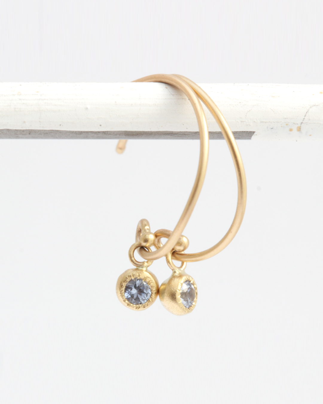 Melee Ball Loop Earrings - Light Blue Sapphire Gemstone Jewelry for Women | Elegant Gift for Brides, Parties & Special Occasions