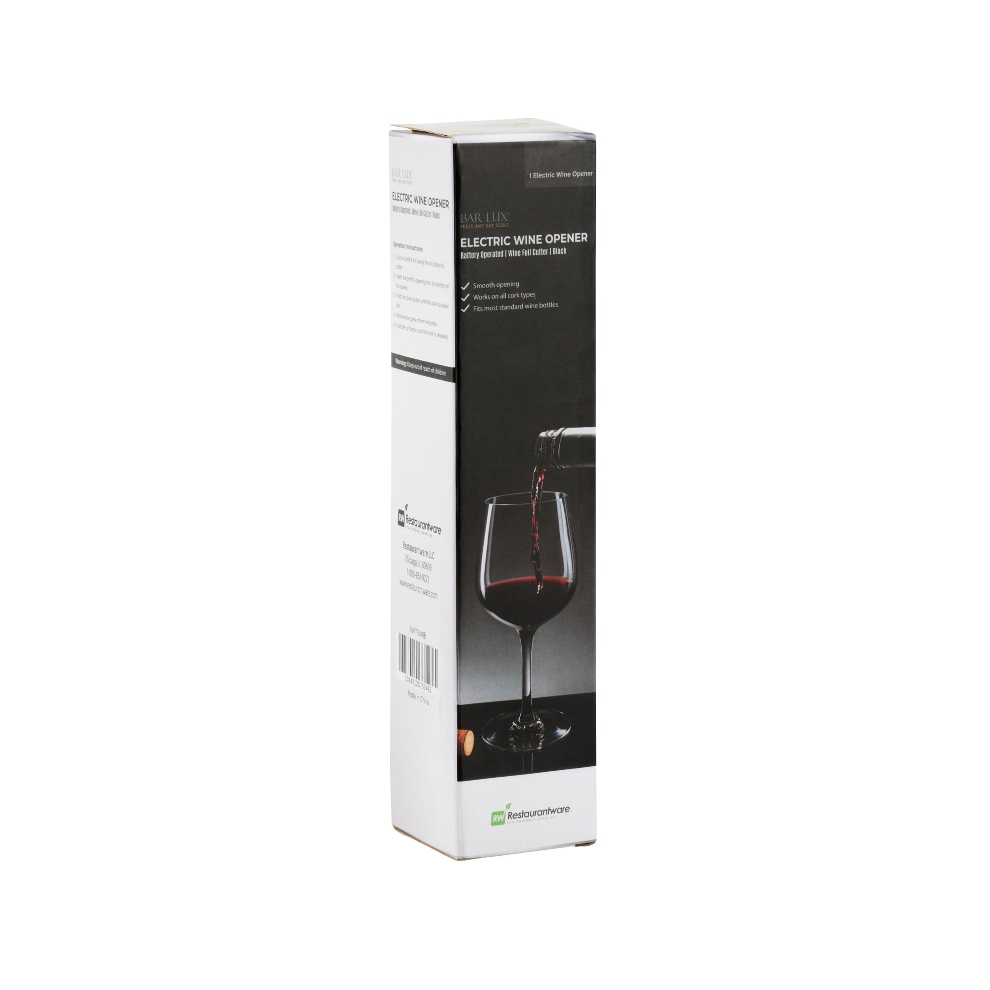 Premium Black Electric Wine Opener with Foil Cutter - Battery Operated Corkscrew for Easy Wine Opening - Perfect for Dinner Parties, Gifts & Home Bars (1 Count)