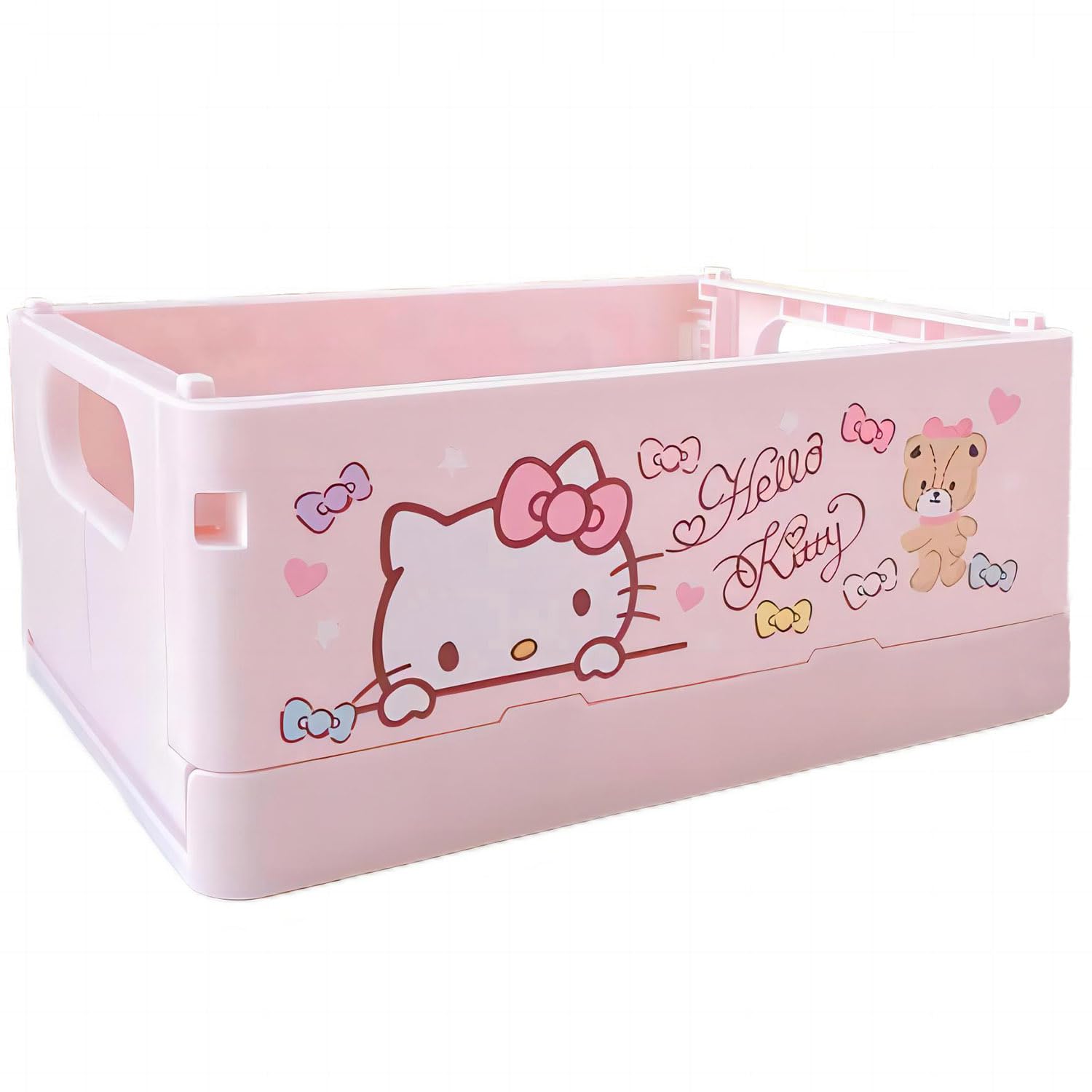 Hello Kitty Storage Box - Kawaii Mini Desk Organizer for Girls & Women, Foldable Basket for Office, Bathroom & Vanity Decor - Perfect Gift for Kids & Teens (Pink, 6x8 Inches) - Ideal for School Supplies, Makeup Organization & Bedroom Storage