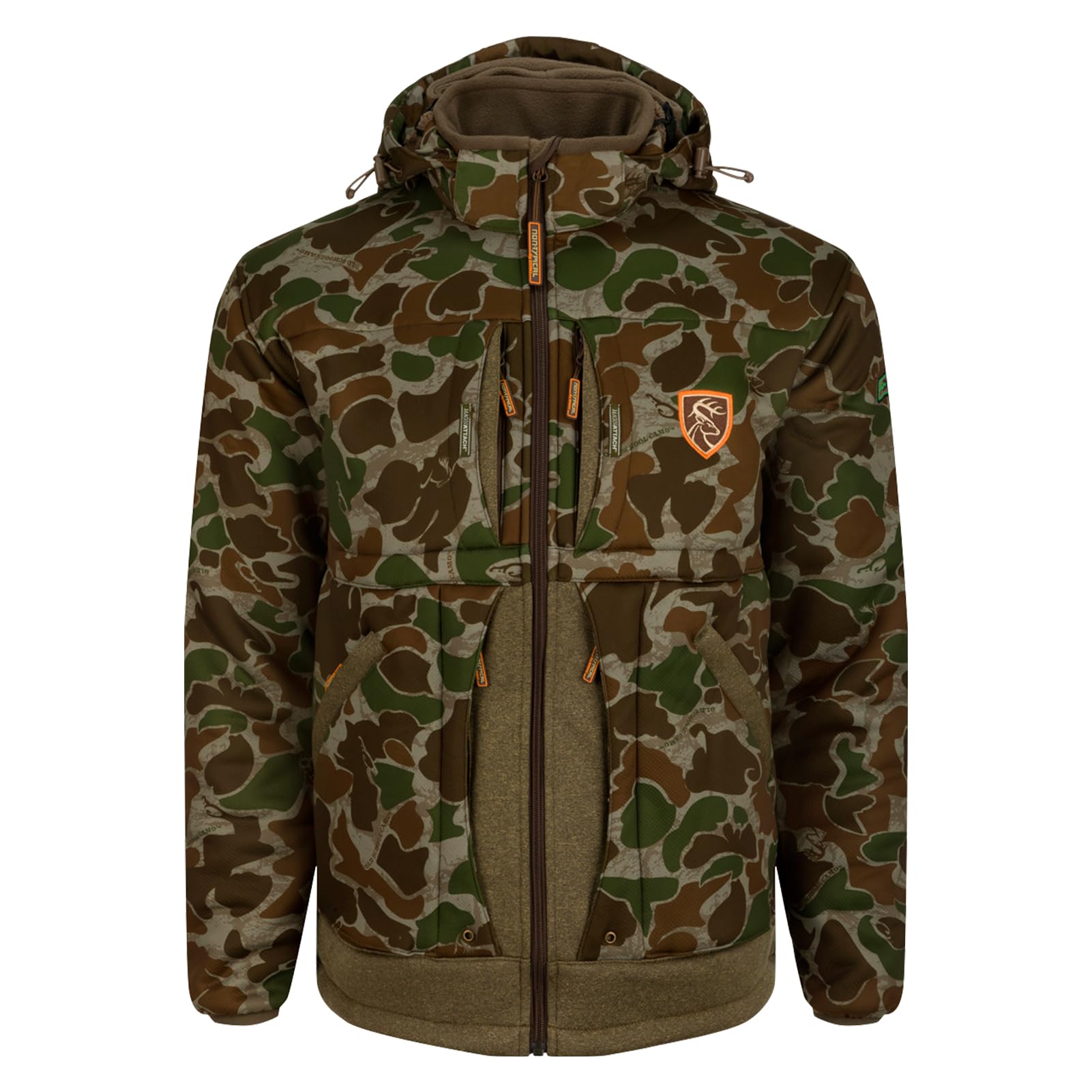 Drake DNT1020-037-4 Heavyweight Hunting Jacket for Men - Silent Stand Hunter Camo Coat in Old School Green, XL - Perfect for Deer Hunting & Outdoor Adventures