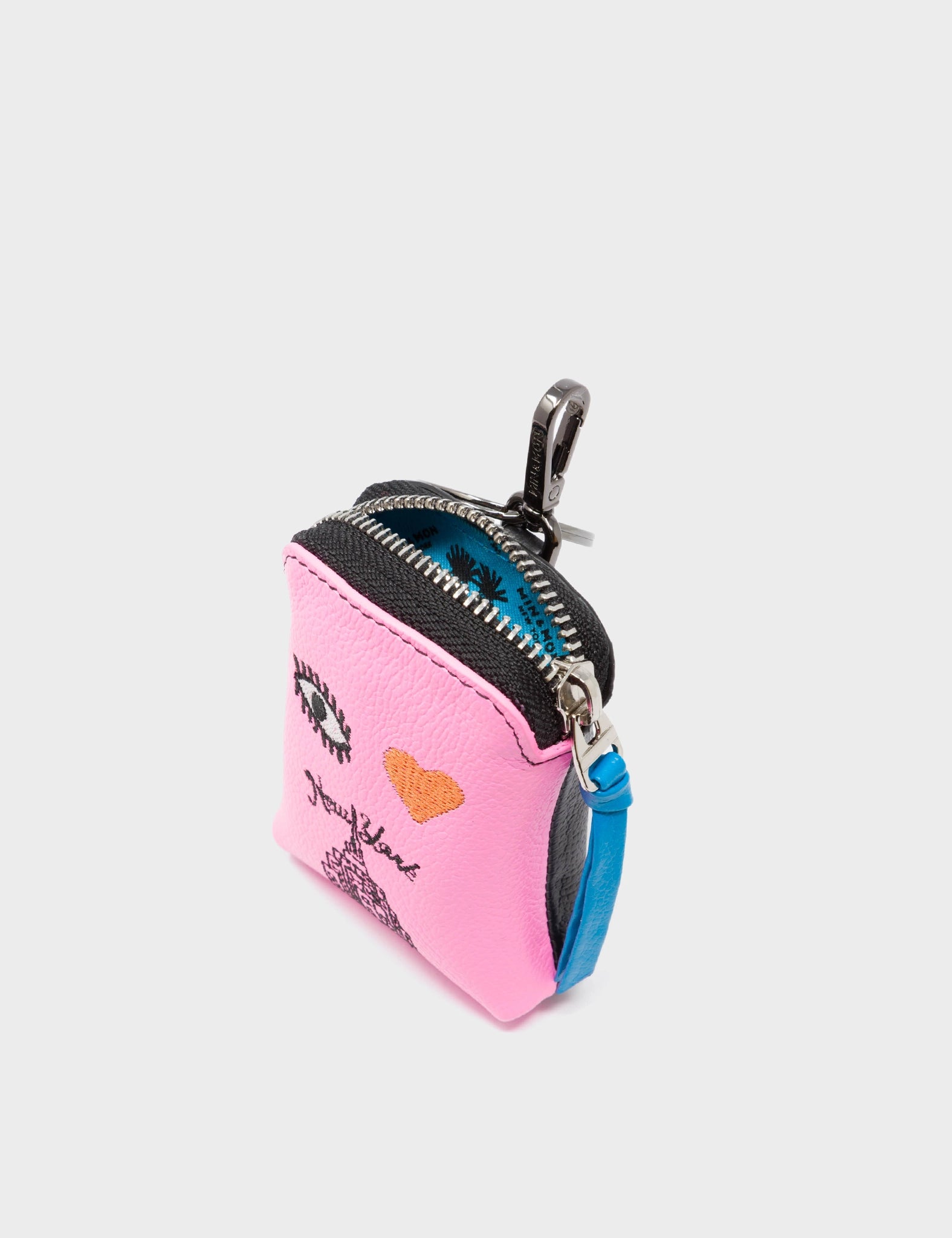 Florence Pouch Charm - Bubblegum Pink Leather Keychain with 