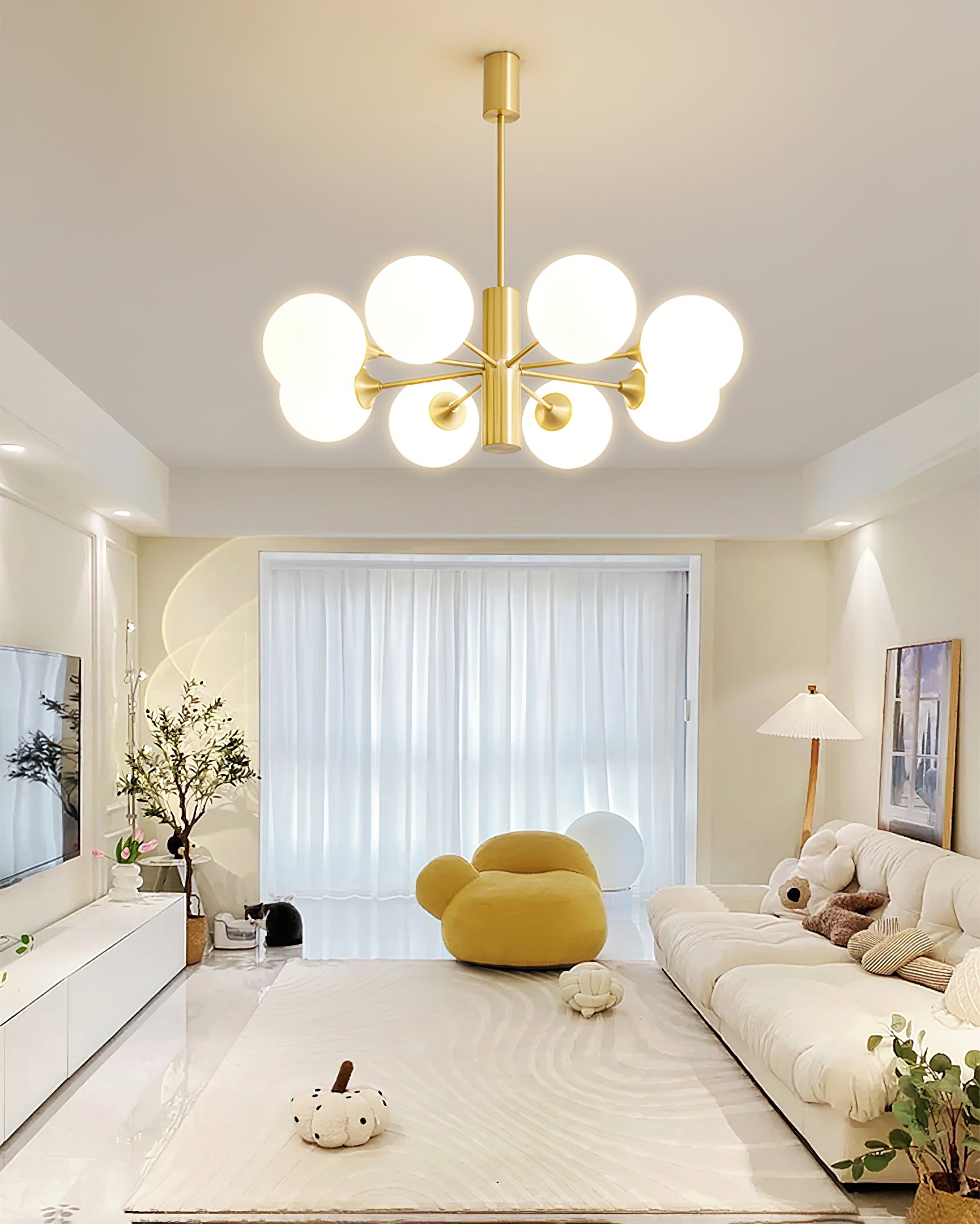 Stylish Bean Ball Chandelier - Modern Pendant Lighting Fixture for Dining Room, Bedroom & Living Room Decor