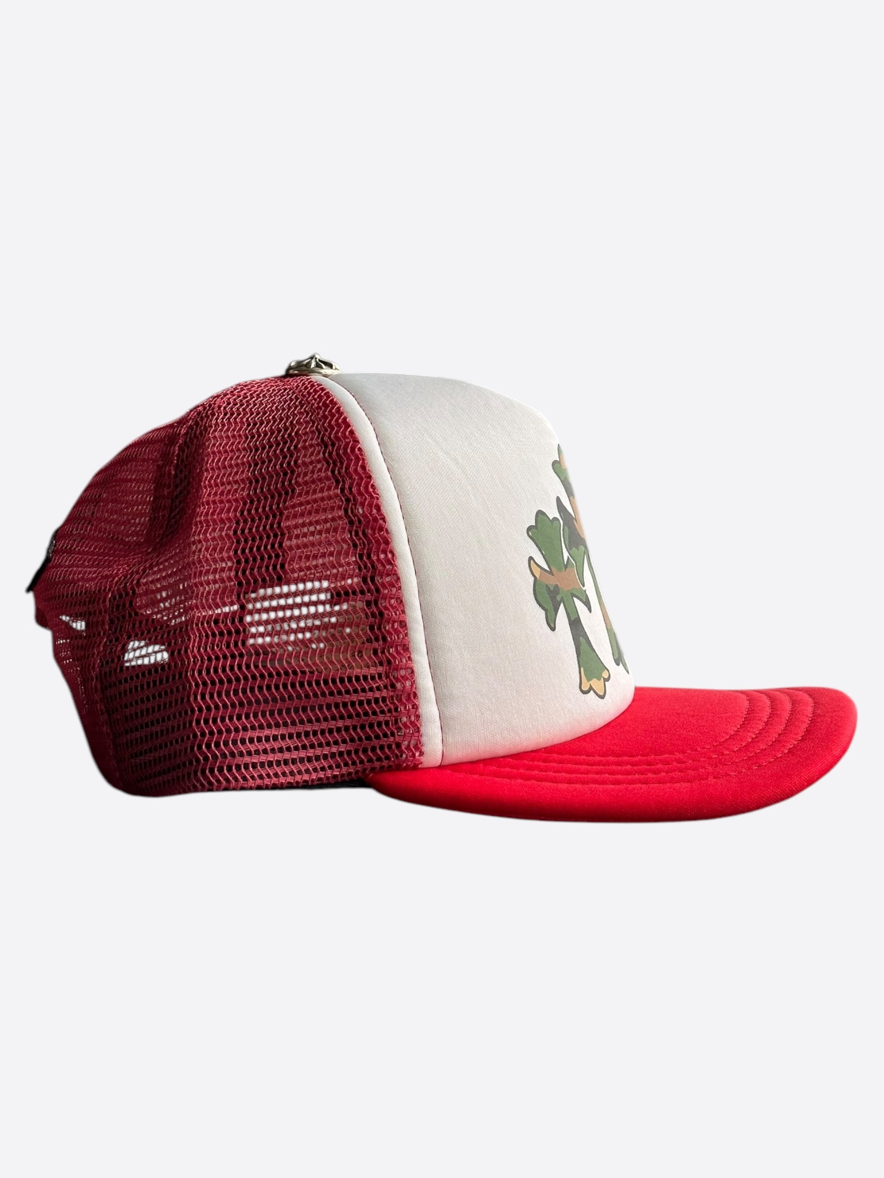 Chrome Hearts Red & Camouflage Triple Cross Trucker Hat - Stylish Unisex Baseball Cap for Men & Women - Perfect for Streetwear, Hip Hop Fashion, and Outdoor Activities