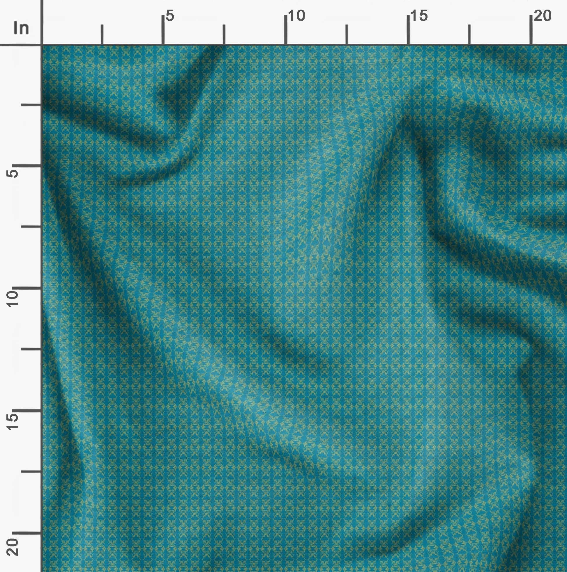 Soimoi Moss Georgette Blue Fabric by The Yard - 42 Inch Wide Filigree Damask Print Material - Elegant Printed Fabric for Dresses, Scarves & Home Decor Projects