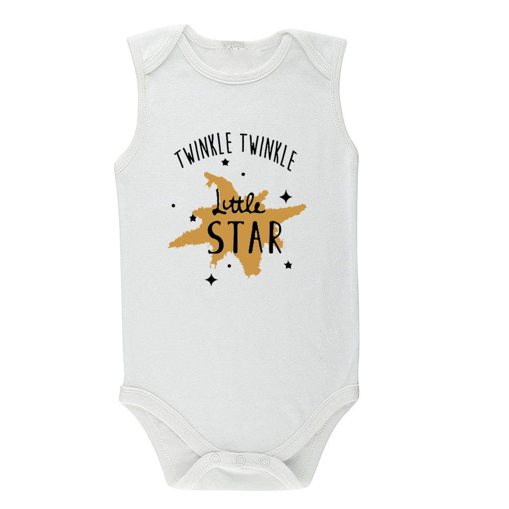 Twinkle Twinkle Little Star Baby Long Sleeve Bodysuit - Cute Folk Style Infant Outfit for Birth Announcement & Newborn Photoshoot