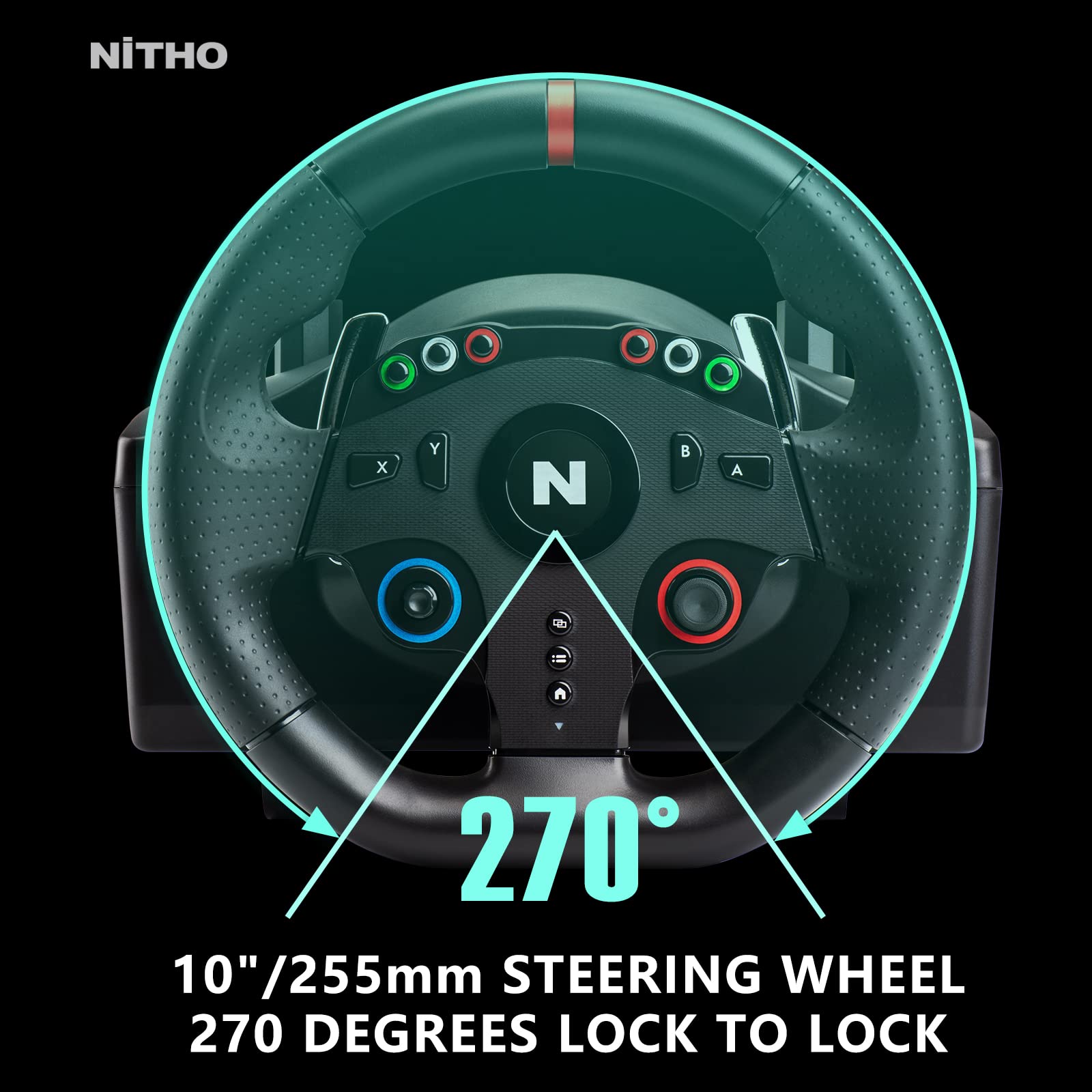 NITHO Drive Pro ONE 270 Degree Gaming Steering Wheel with Pedals & Shifter - Compatible with PS4, PC, Xbox One, Xbox Series X/S & Switch - Zero Dead Zone Racing Wheel for Simulation Games & Drifting