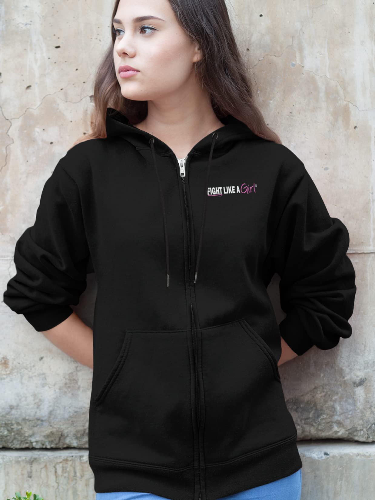 Fight Like a Girl Hybrid Unisex Zip-Up Hoodie - Stylish & Comfortable Pullover for Women & Men | Perfect for Gym, Casual Wear & Outdoor Activities