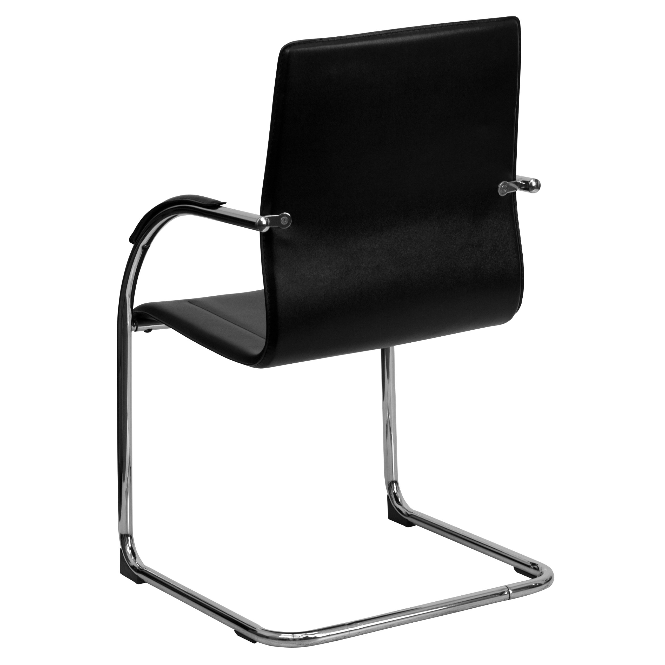 Flash Furniture Black Vinyl Side Reception Chair with Chrome Sled Base - Comfortable Waiting Room Seating for Offices, Clinics and Lobbies