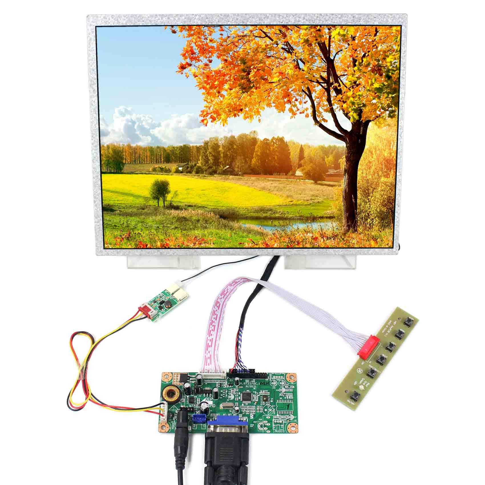 VSDISPLAY 12.1 Inch LCD Screen 1024x768 Resolution with VGA Controller Board Kit - VS121T-001A & RT2270C-A - Perfect for Digital Signage, Industrial Displays, and DIY Monitor Projects