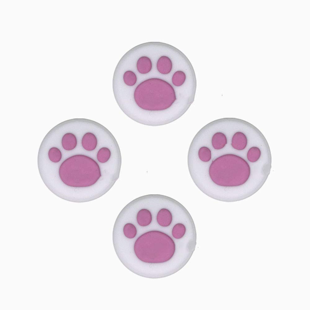 4-Pack Silicone Thumb Grips Cover for Nintendo Switch & Switch Lite Joy-Con - Soft Joystick Caps (White & Pink) - Improve Gaming Comfort & Grip for Long Play Sessions