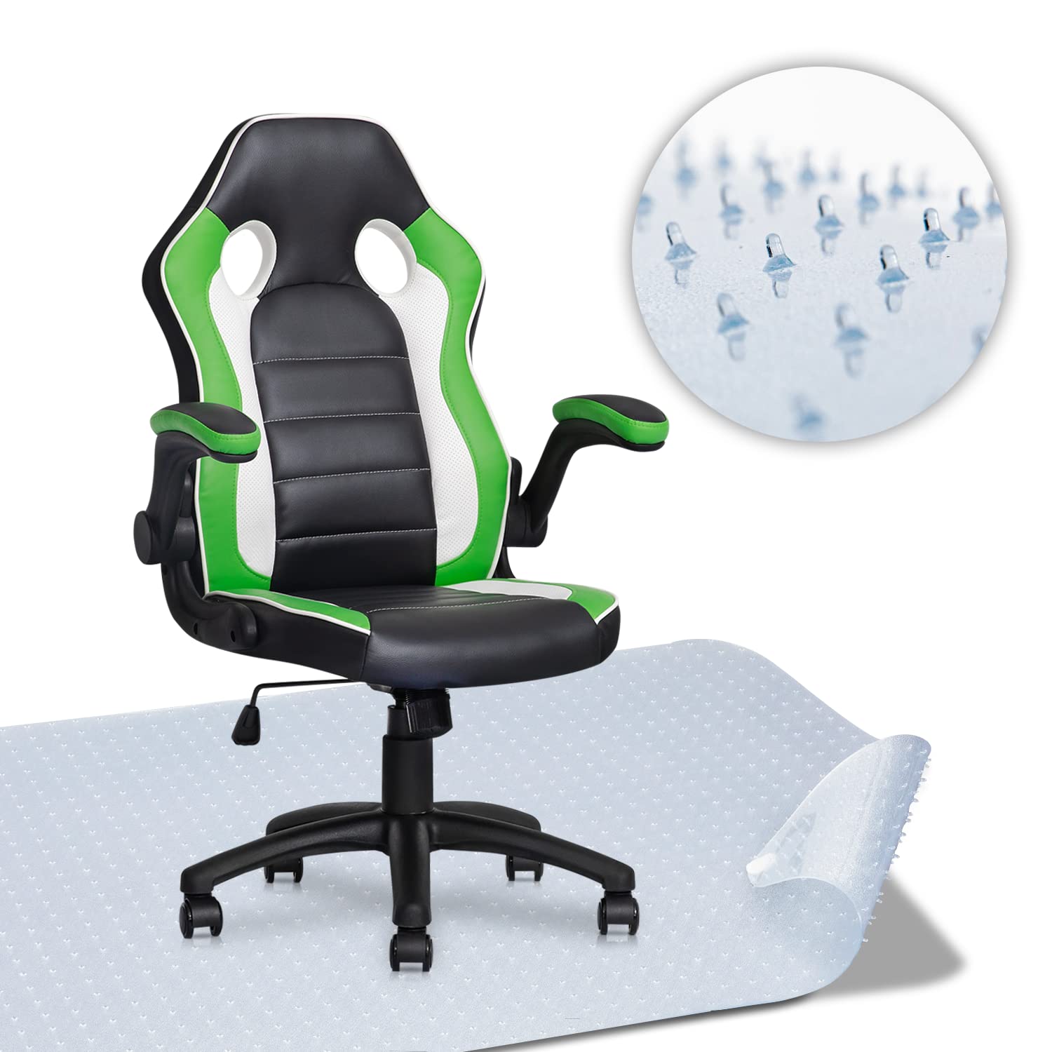 MoNiBloom Ergonomic Gaming Chair with Rectangle Floor Mat - 29