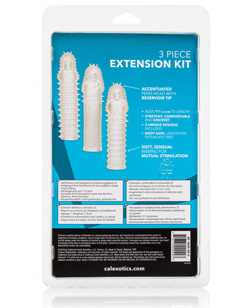 3 Piece Clear Textured 6 Inch Extension Kit - Perfect for Hair Styling, Braiding & Extensions