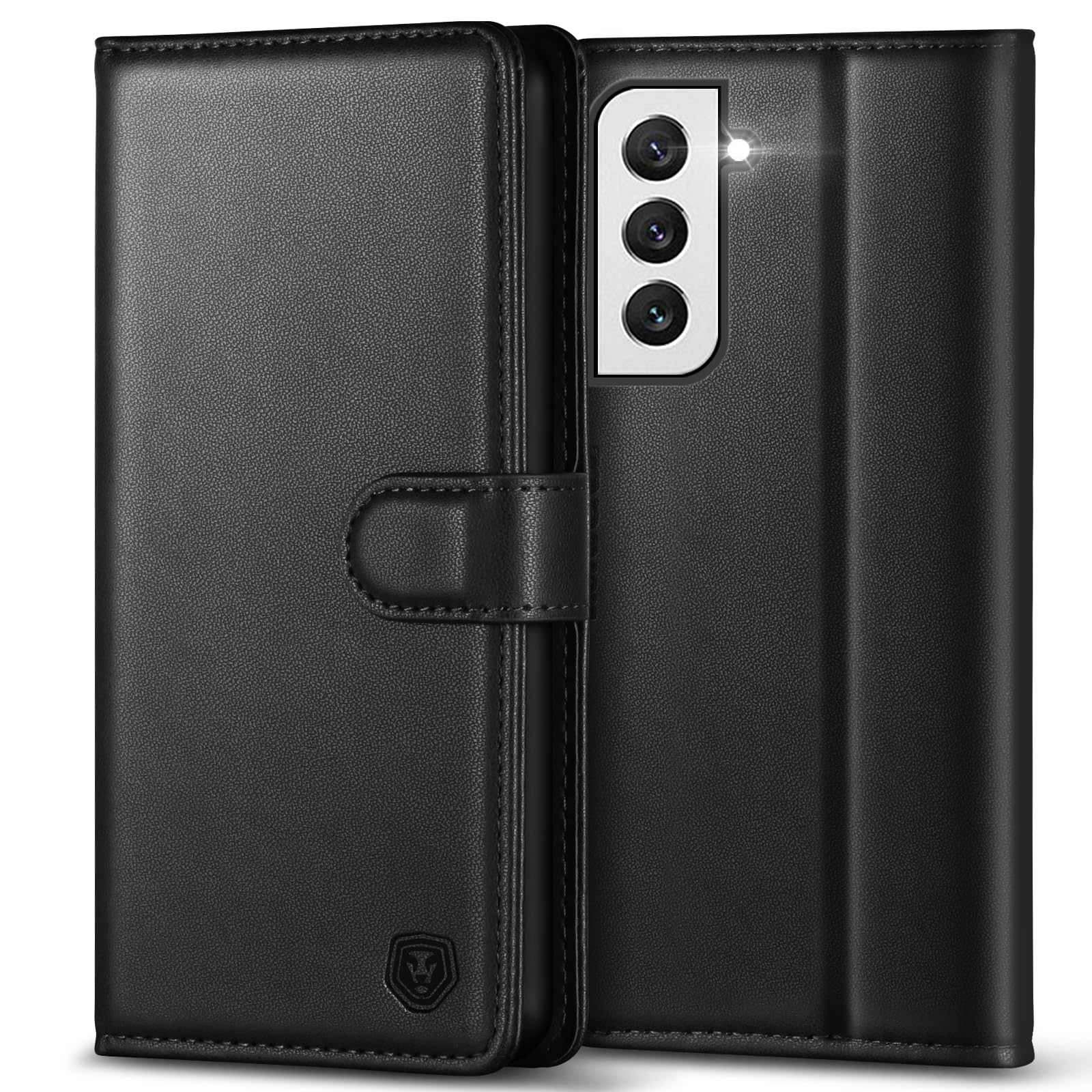 Kuafcase for Samsung Galaxy S22 Case with 4 Card Slots, Magnetic Closure & Kickstand - Shockproof Protective Phone Cover (Black) | Perfect for Work, Travel & Everyday Use