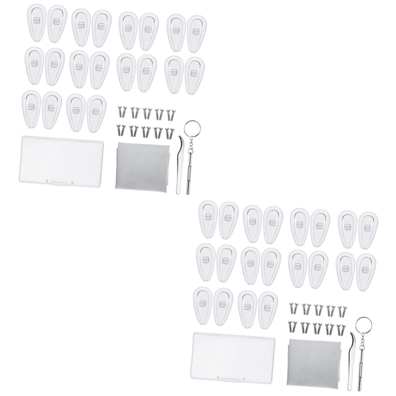 PartyKindom 2-Pack Mini Screw Set for Eyeglass Repair - Includes Glue, Nose Pads, Springs & Tweezers | Essential Glasses Repair Kit for Home, Office & Travel