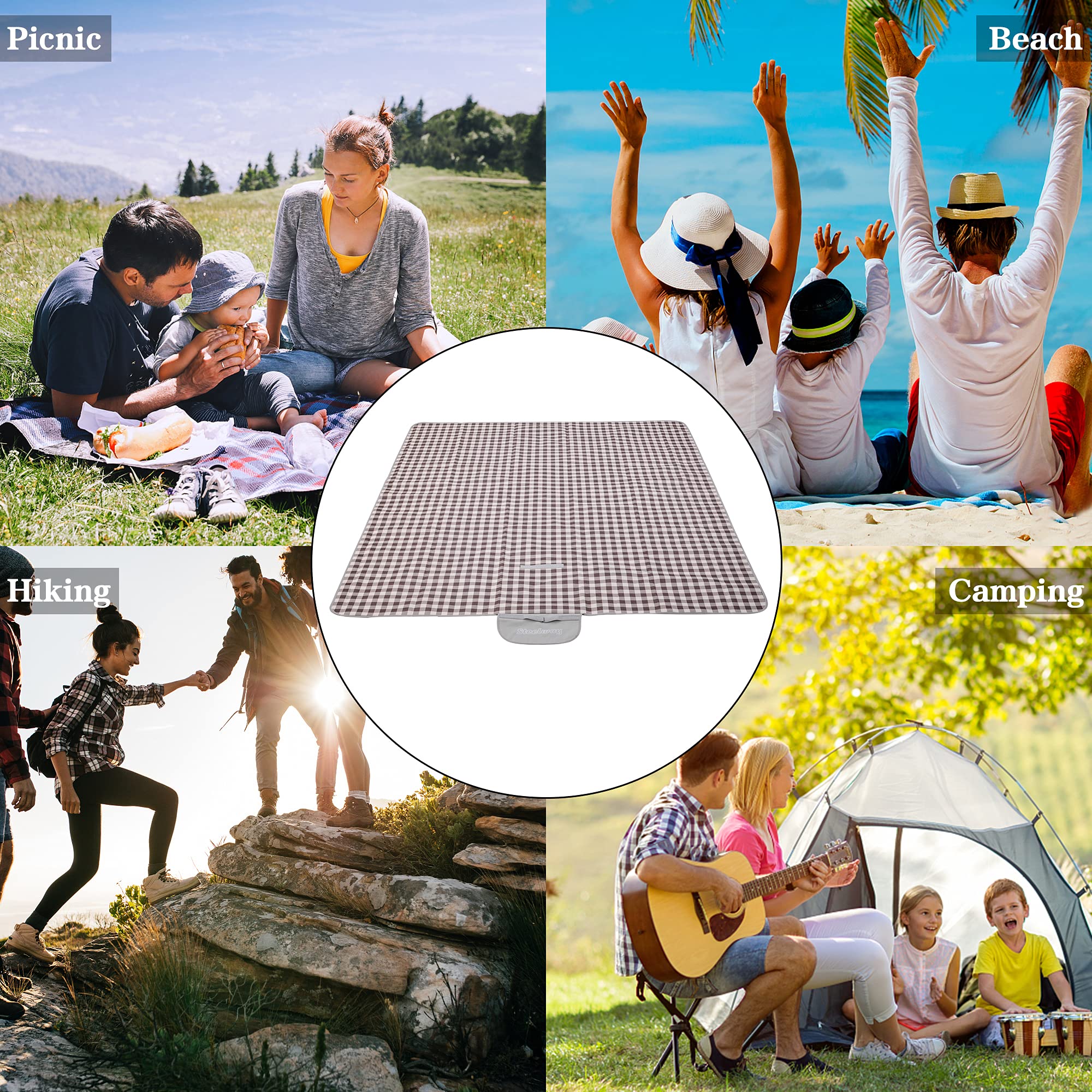 118''x59'' Extra Large Waterproof Sandproof Picnic Blanket - Foldable Outdoor Beach Mat for Travel, Park, Grass, Camping & Family Picnics | Perfect for Beach Days, Park Outings & Backyard Gatherings