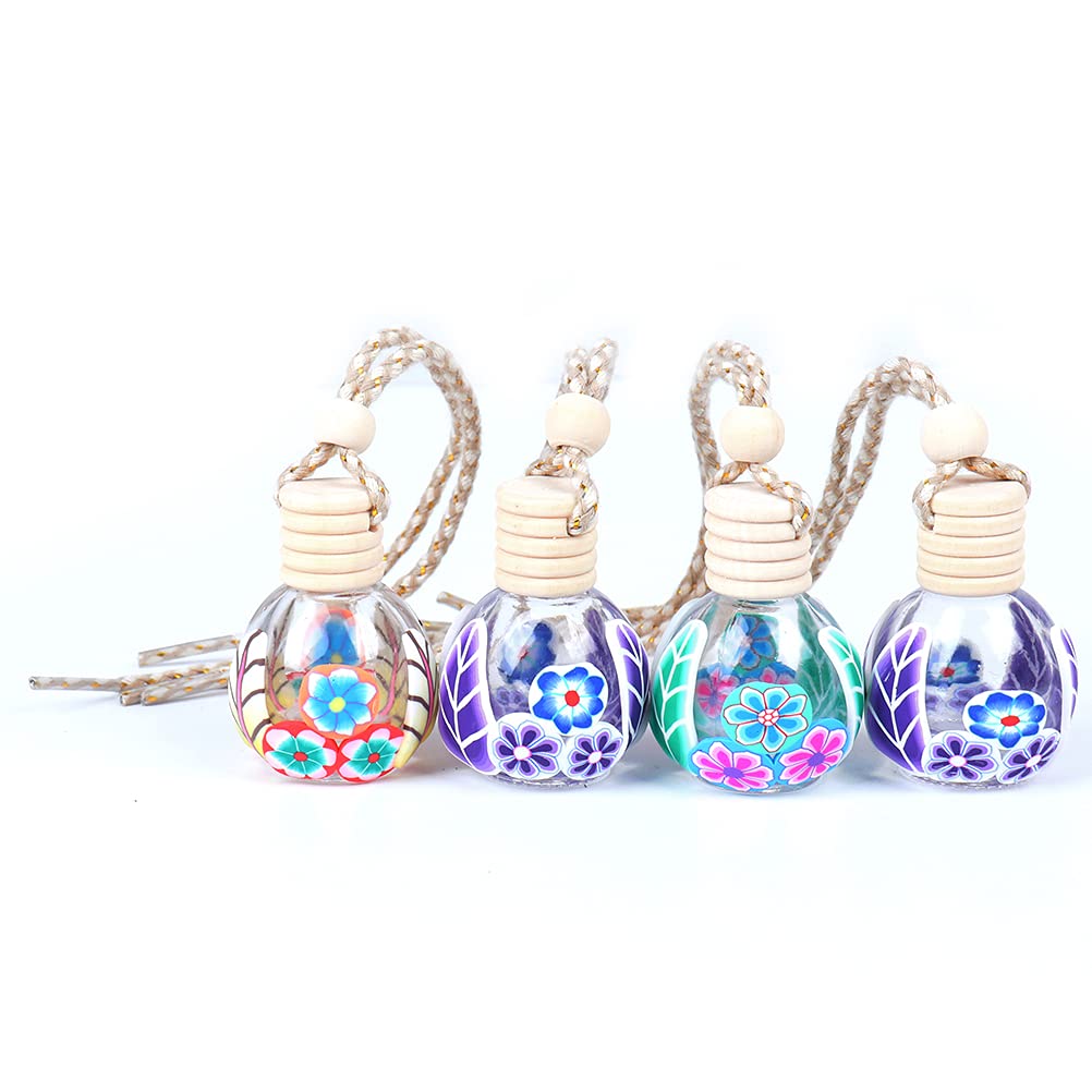 JIAOAO 4-Pack 12ML Car Hanging Essential Oil Diffuser - Colorful Perfume Bottle Pendant for Car & Home Decor - Perfect for Freshening Your Vehicle or Living Space