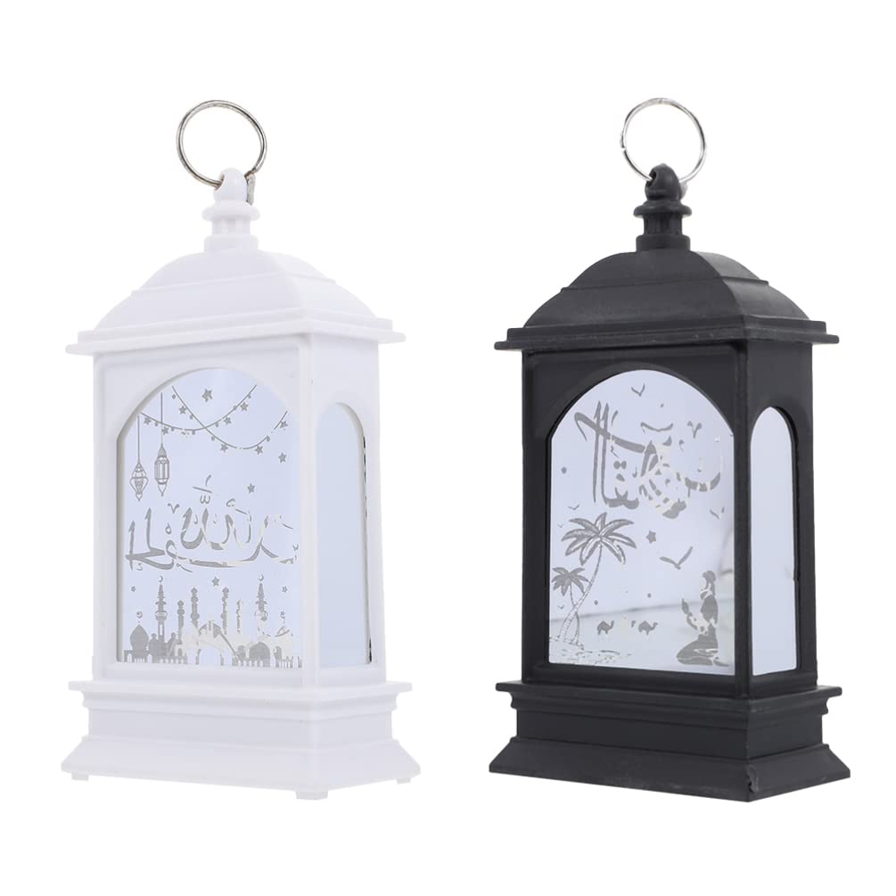 2 Pack Eid Mubarak LED Lantern Lights - Ramadan Wind Lamp & Bedside Night Light for Muslim Home Decor, Islamic Festival Party Hanging Lights - Perfect for Eid Celebrations, Ramadan Nights & Muslim Wedding Decorations