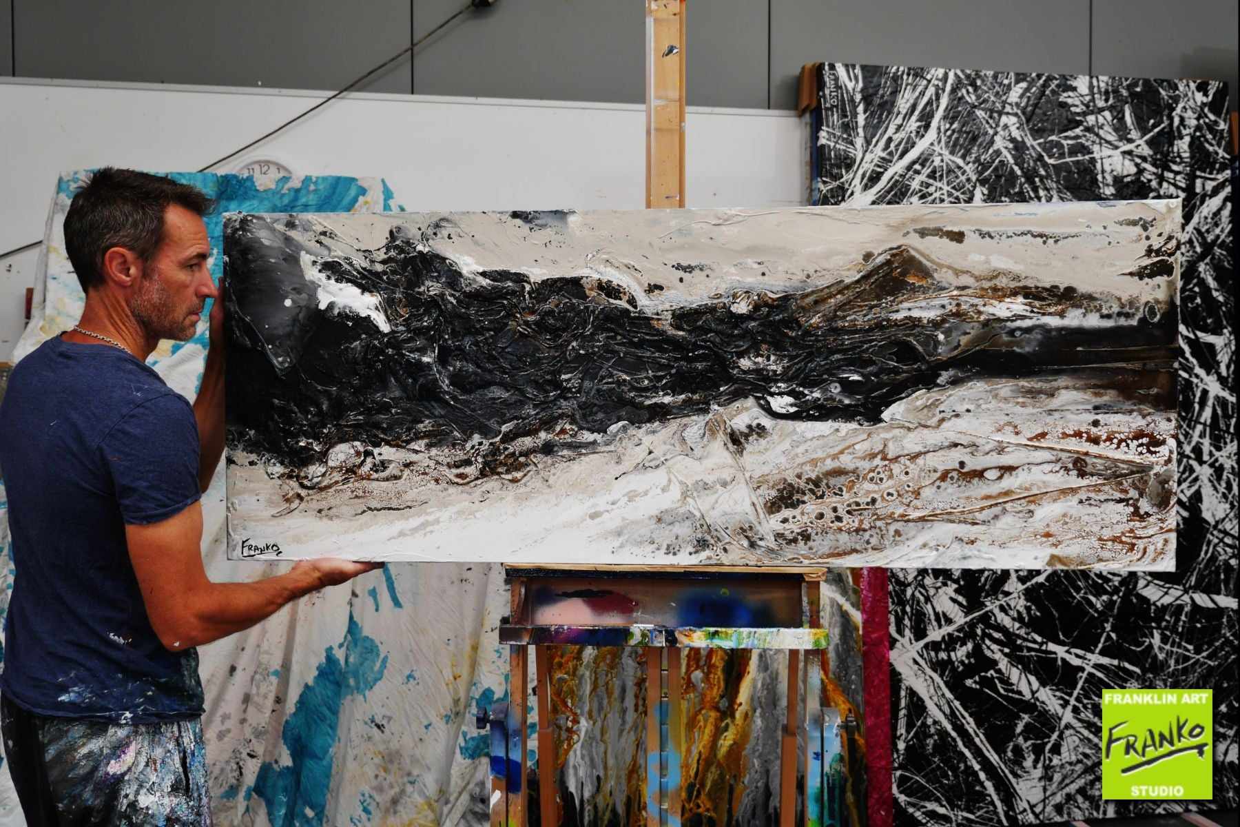 160cm x 60cm Modern Abstract Textured Wall Art Painting - Grey & Black Contemporary Canvas for Living Room, Bedroom, Office Decor