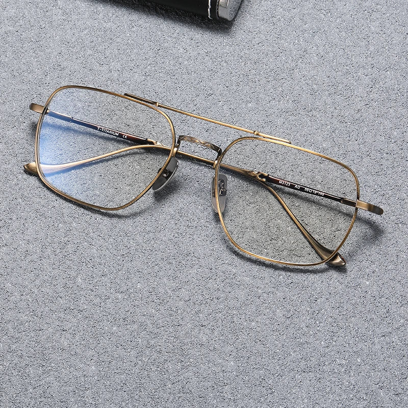 Stylish Unisex Black Titanium Eyeglasses - Full Rim Big Square Double Bridge Design B3123 | Perfect for Work, Reading & Fashion Accessories