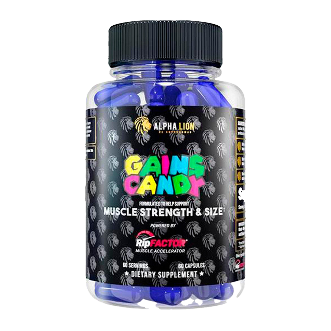 Alpha Lion Gains Candy RipFactor - 60 Capsules for Muscle Growth & Recovery | Pre-Workout Supplement for Bodybuilding & Fitness Training