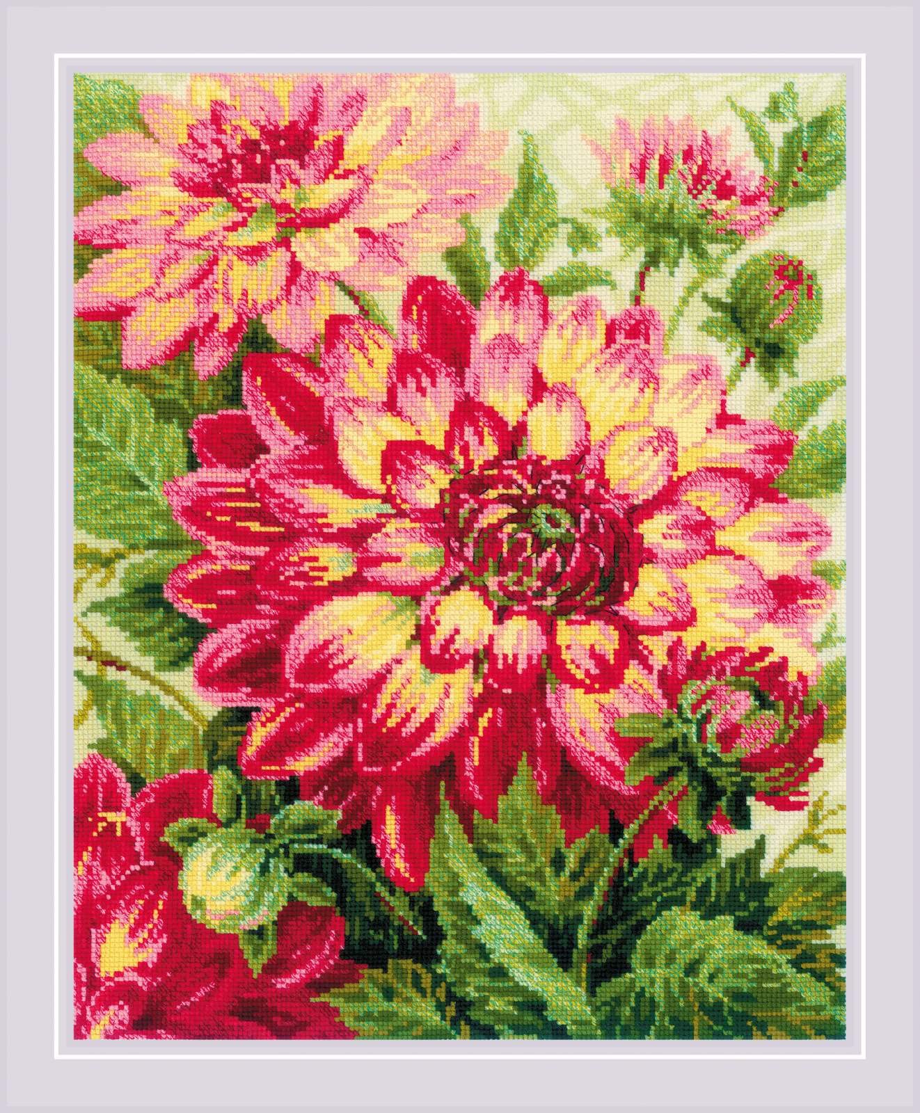 RIOLIS Dahlias 1968 Cross Stitch Kit - 15¾