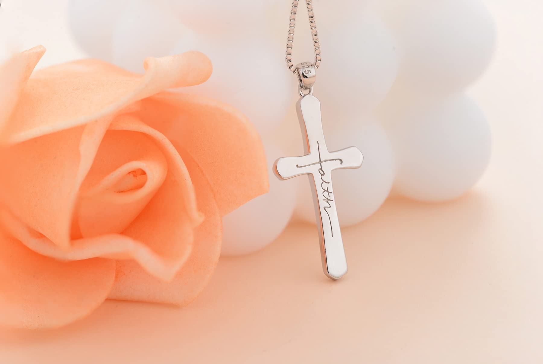 FULULAY Sterling Silver Cross Necklace for Women - Religious Cross Pendant Jewelry Gift for Girlfriend, Wife, Mother - Perfect for Birthday, Christmas & Special Occasions - Elegant Everyday Wear & Church Accessory