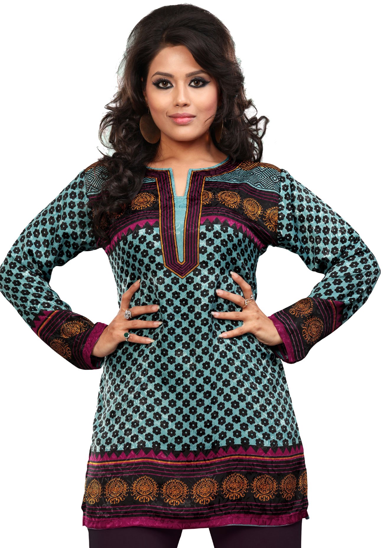 Maple Clothing Women's Indian Tunic Top Kurti Kurta - Traditional Ethnic Embroidered Blouse for Casual Wear & Festive Occasions
