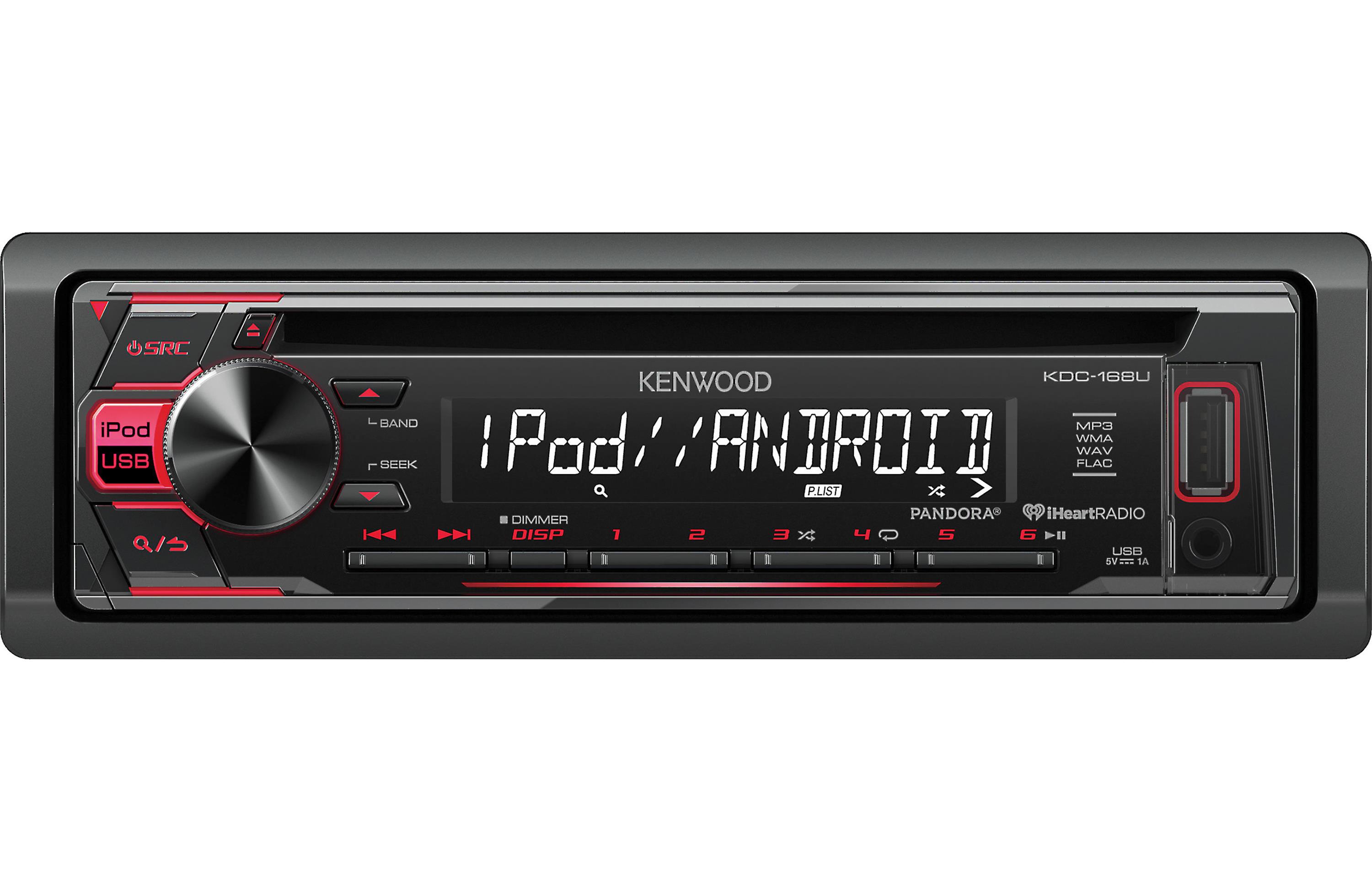 Kenwood KDC 168U Car CD Receiver with USB & AUX Input - Bluetooth Audio Streaming for Cars, Trucks & SUVs - Perfect for Road Trips & Commuting
